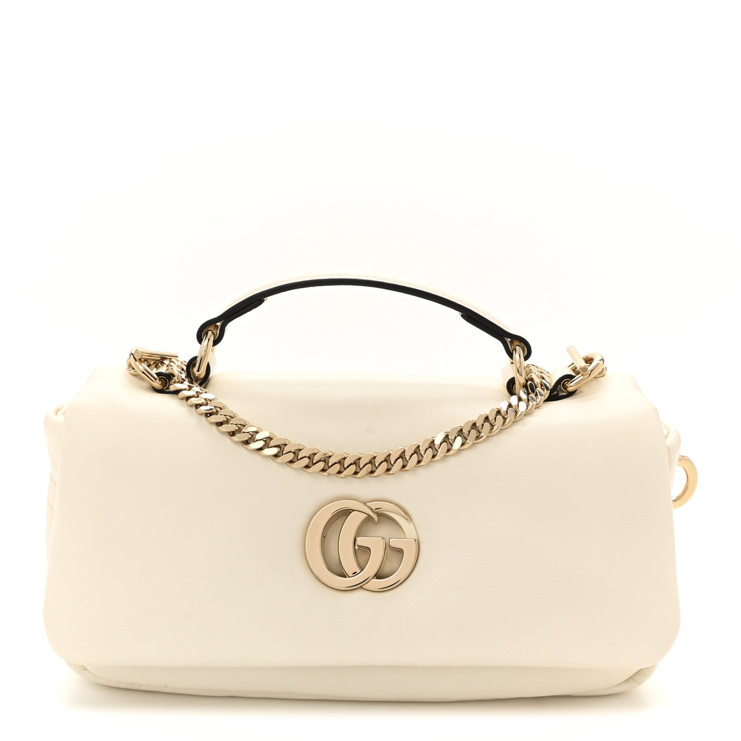 Lambskin Mini GG Milano Top Handle Shoulder Bag White