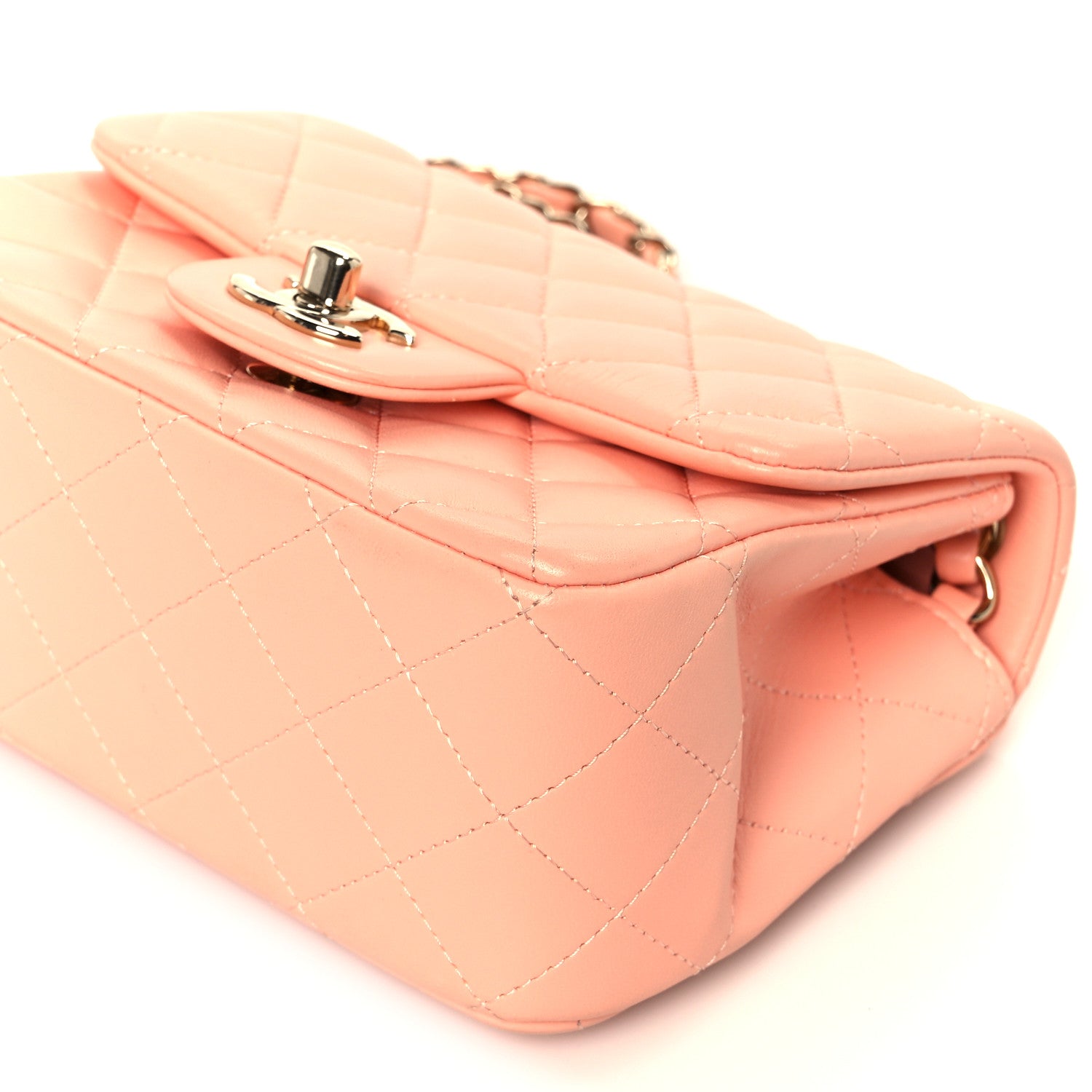 Lambskin Quilted Mini Square Flap Light Pink