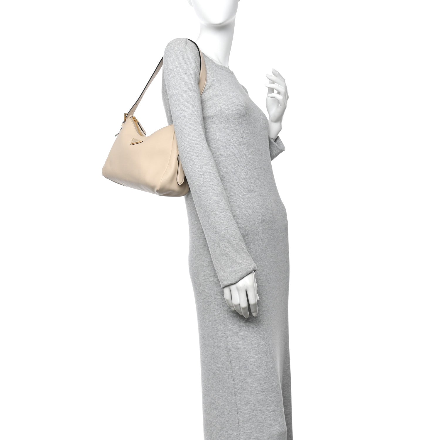Soft Calfskin Medium Aimee Shoulder Bag Travertine
