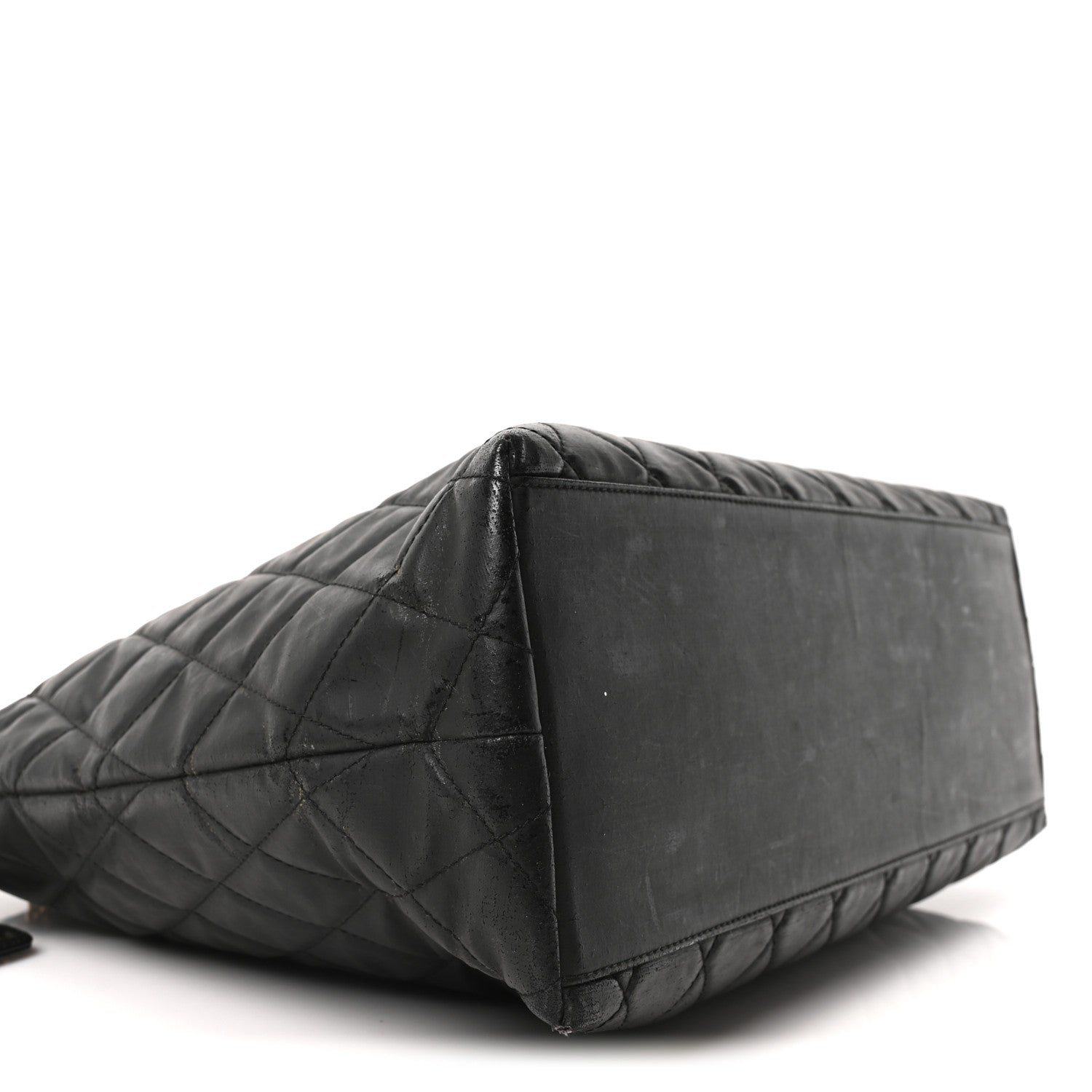 Vinyl Quilted Shoulder Bag Black