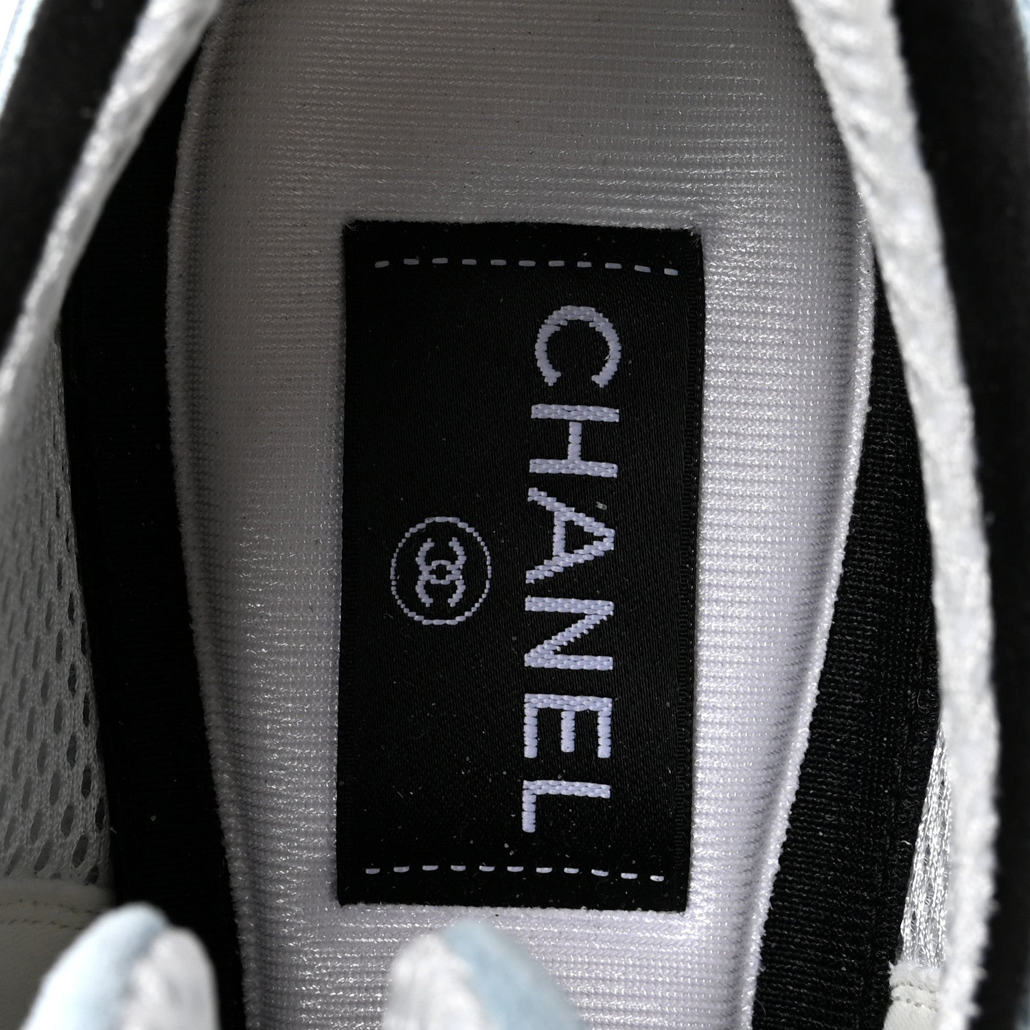 Suede Calfskin Grosgrain Womens CC Sneakers 40 Light Blue Black
