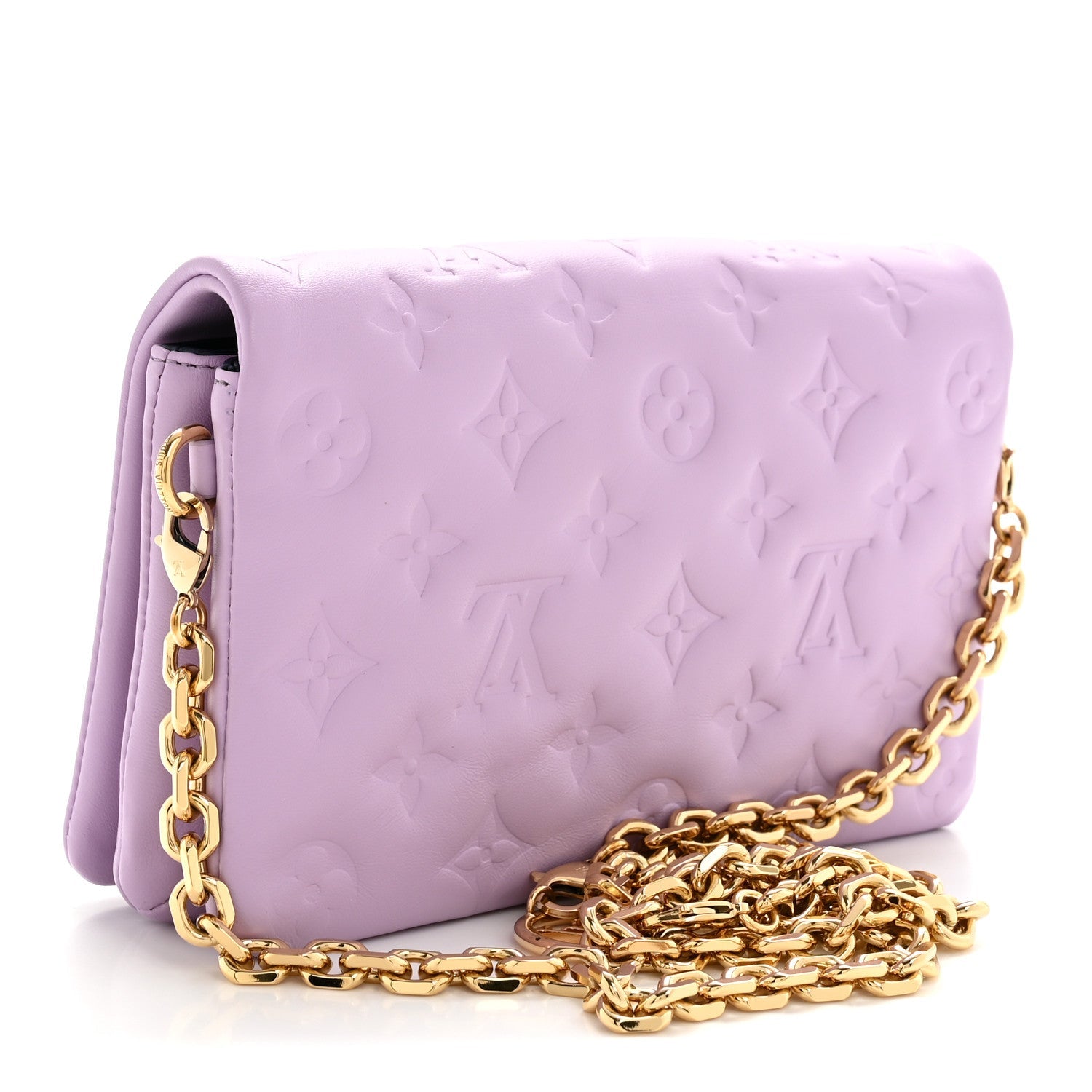 Lambskin Embossed Monogram Pochette Coussin Parme