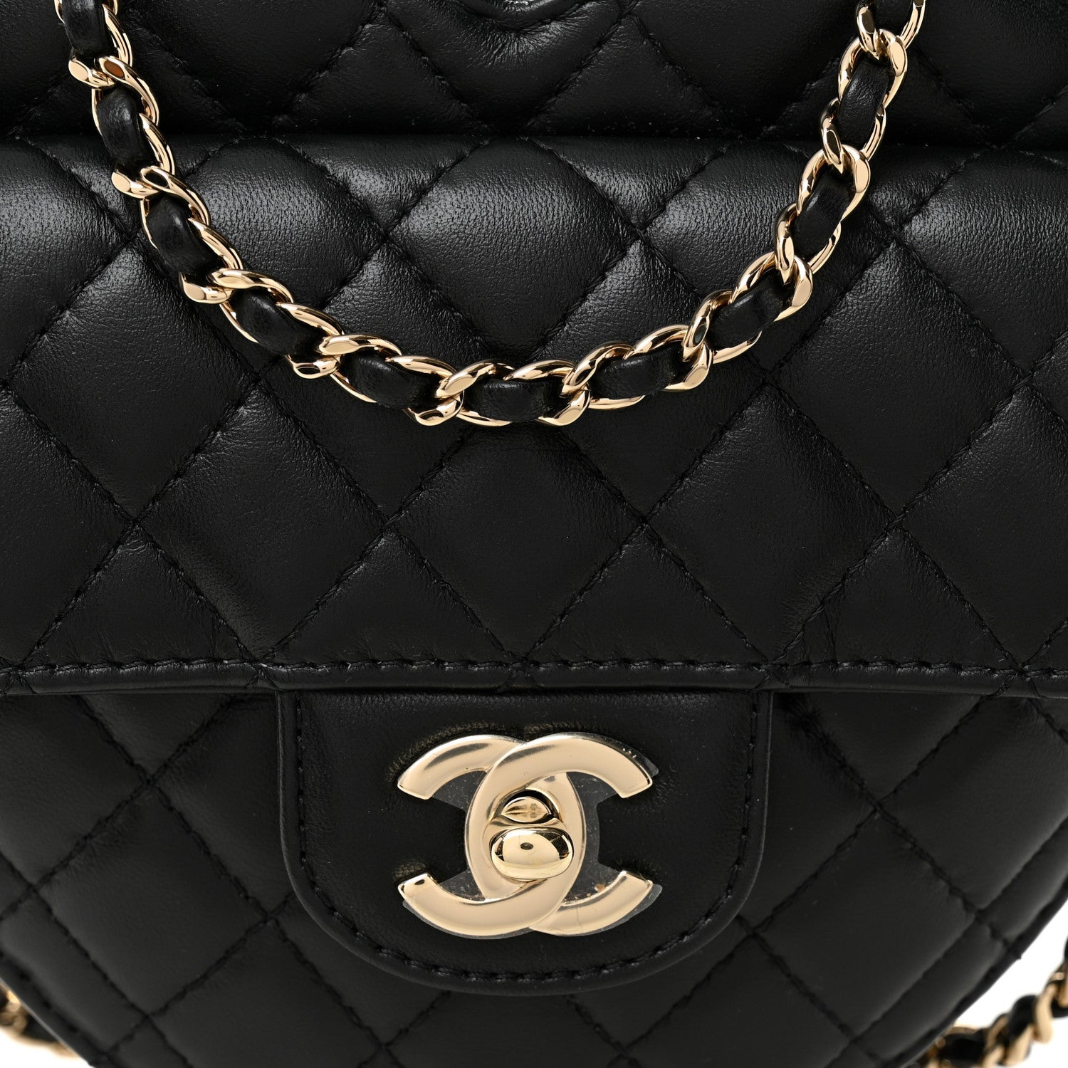 Lambskin Quilted CC In Love Heart Bag Black