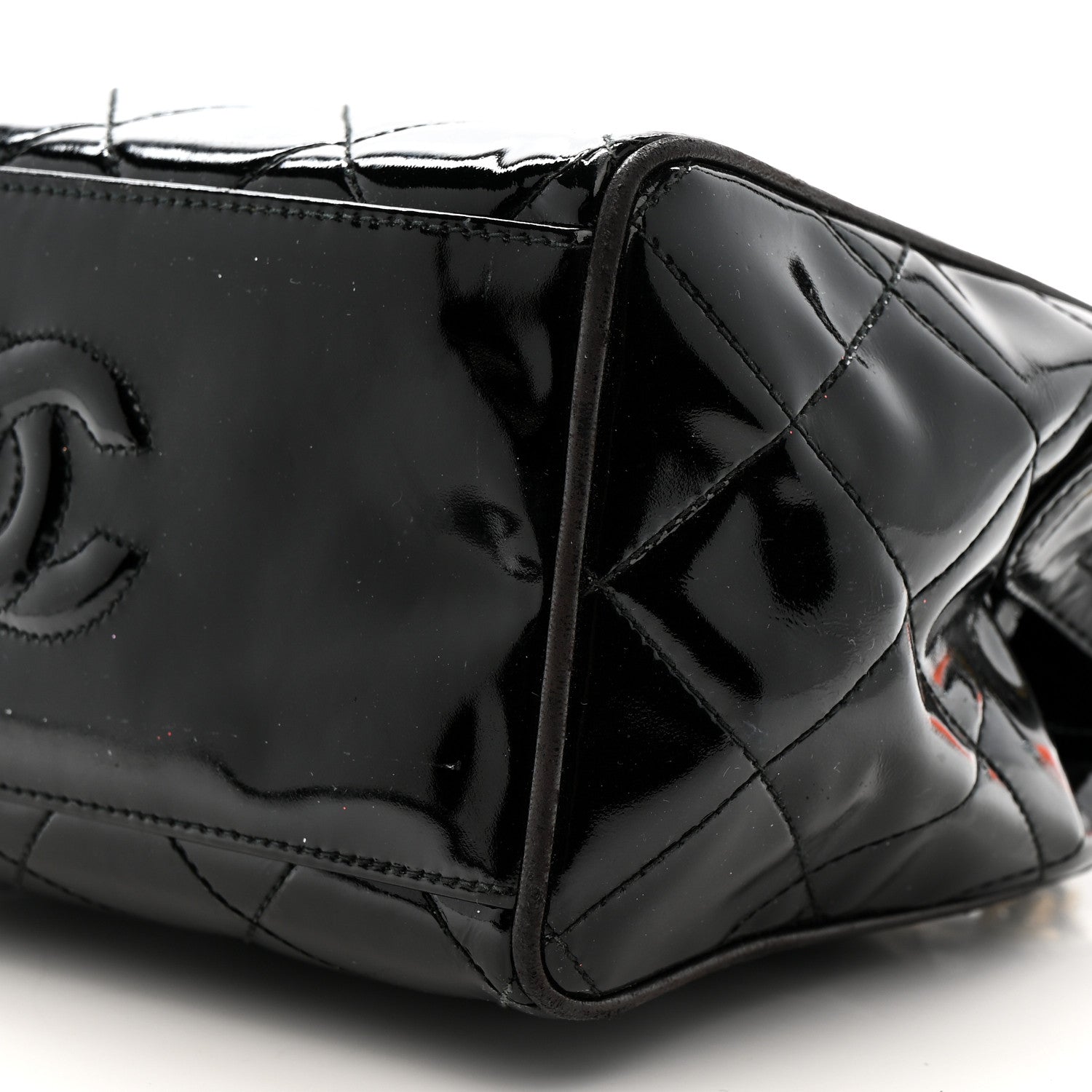 Patent Quilted CC Shoulder Bag Black