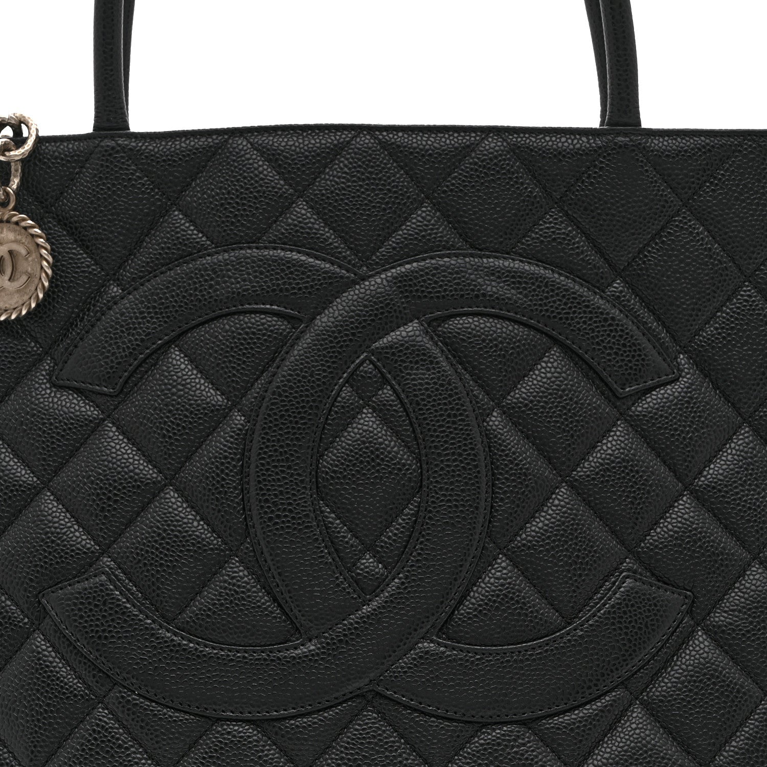 Caviar Quilted Medallion Tote Black
