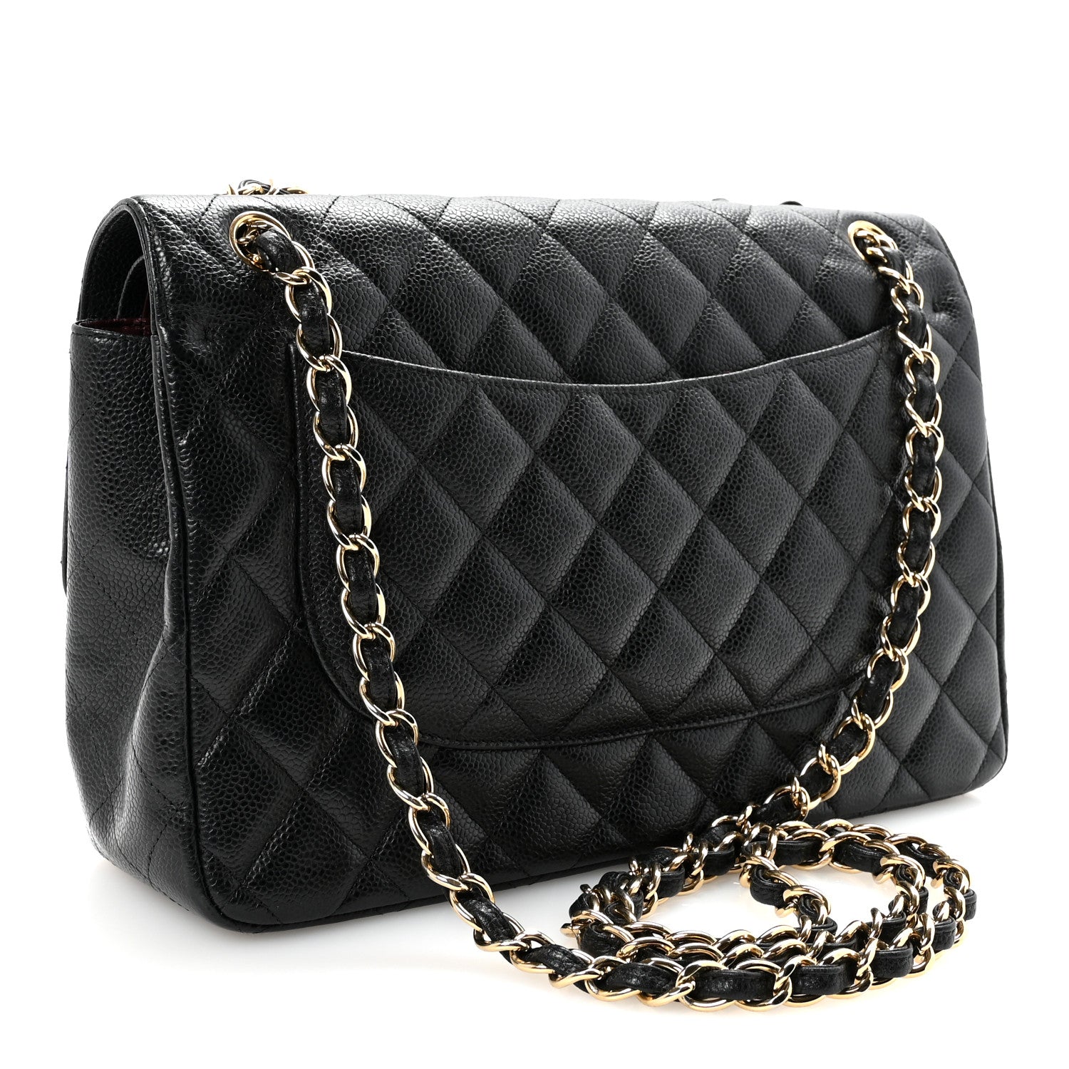 Caviar Quilted Jumbo Double Flap Black