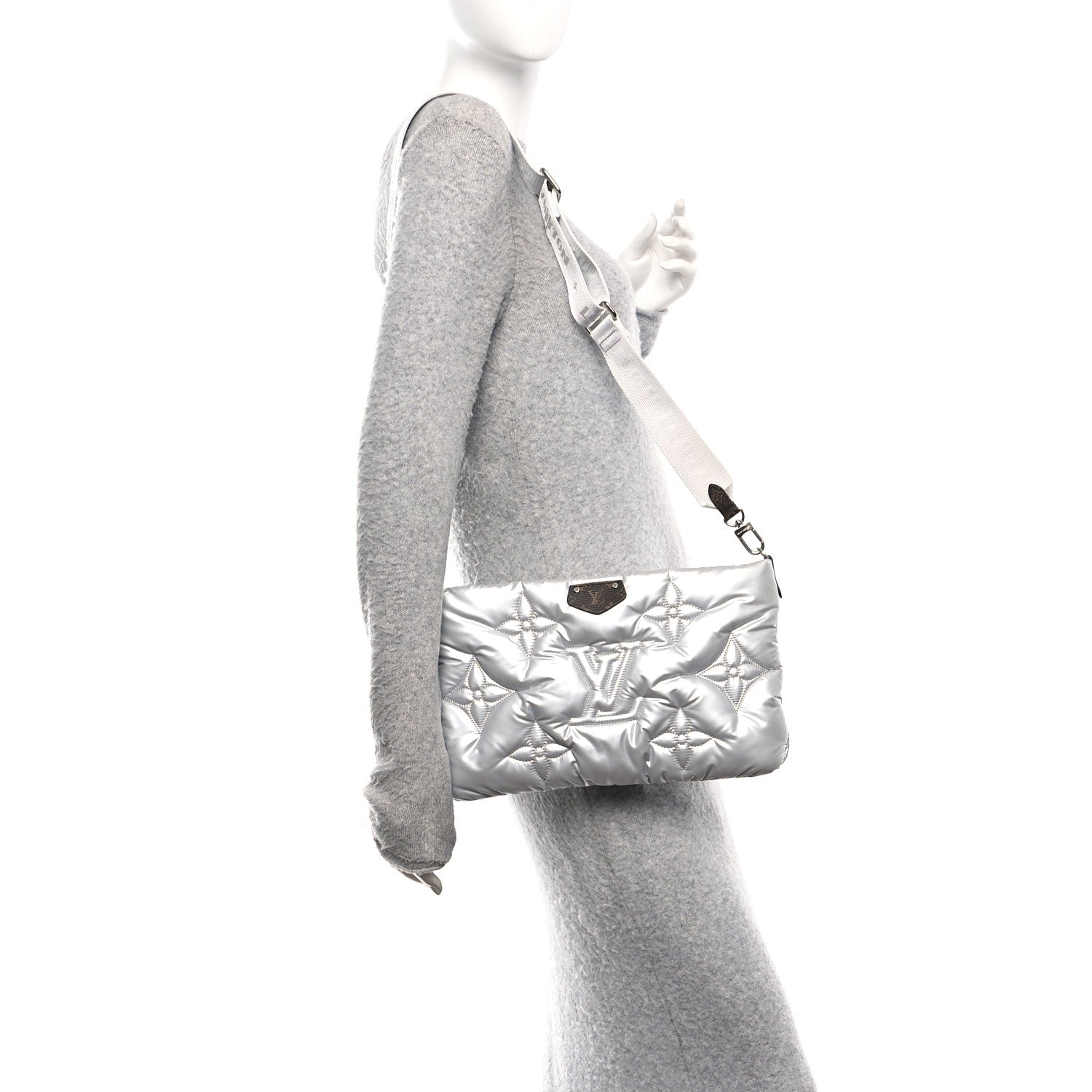 Econyl Monogram Pillow Maxi Multi Pochette Accessories Large Pochette Silver