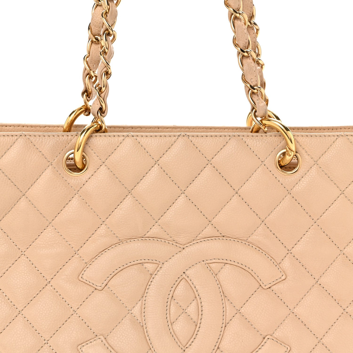 Caviar Quilted Grand Shopping Tote GST Beige Clair