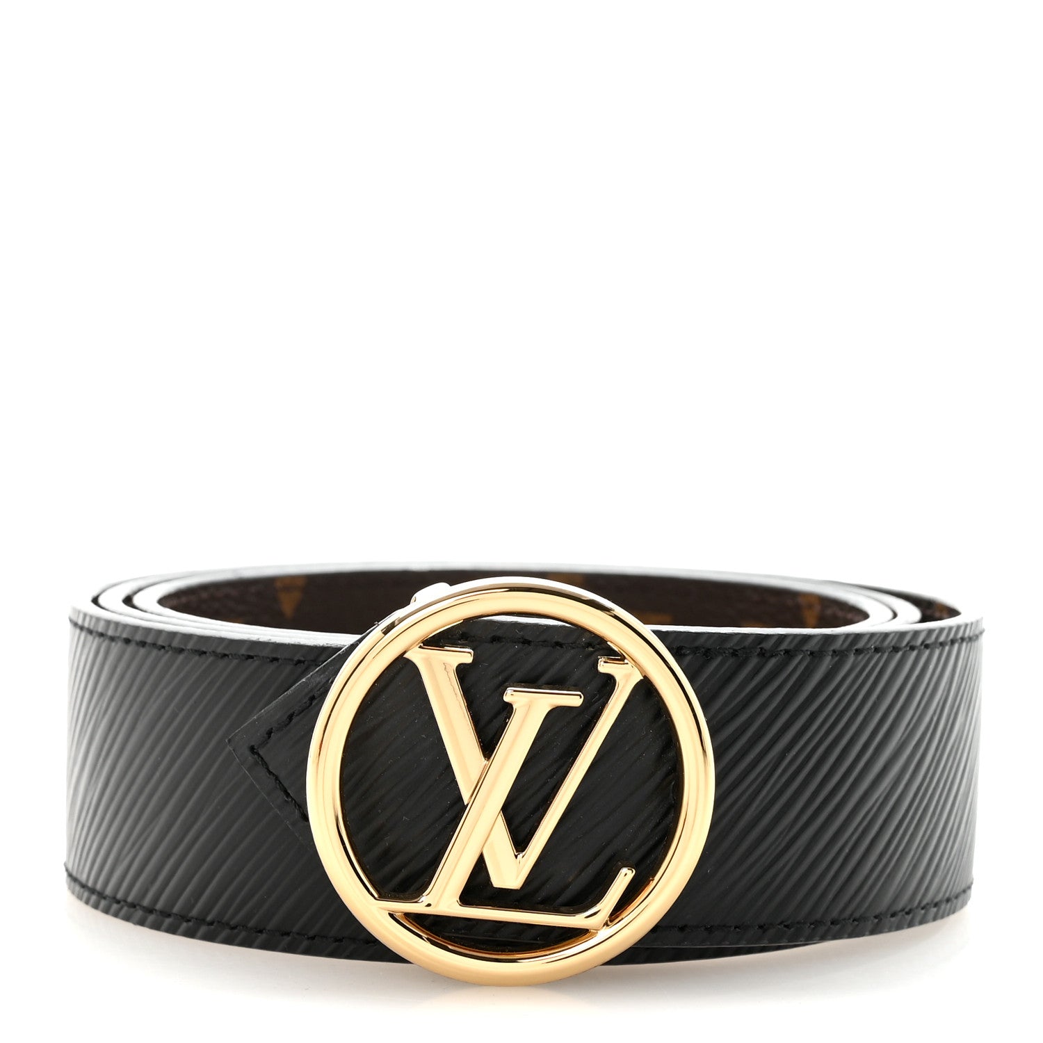 Monogram Epi 35mm LV Circle Reversible Belt 80 32 Black