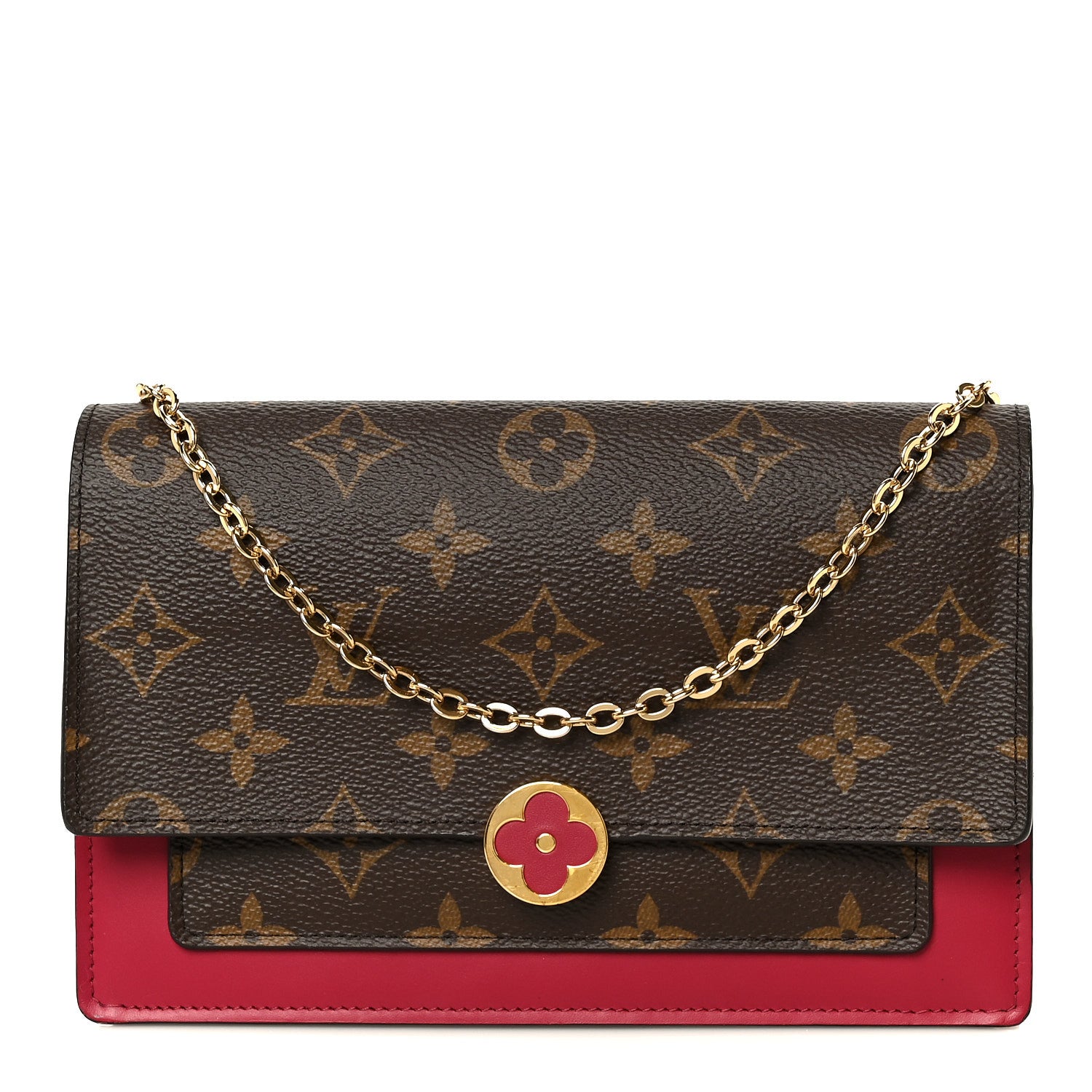Monogram Flore Chain Wallet Fuchsia