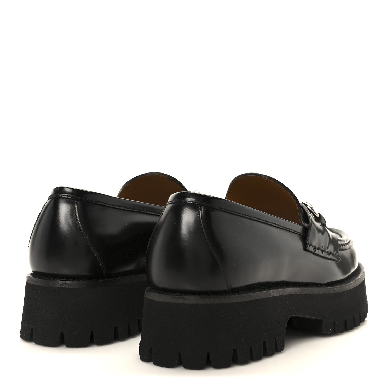 Cordovan Lux Womens Horsebit 45mm Platform Loafers 36 Black