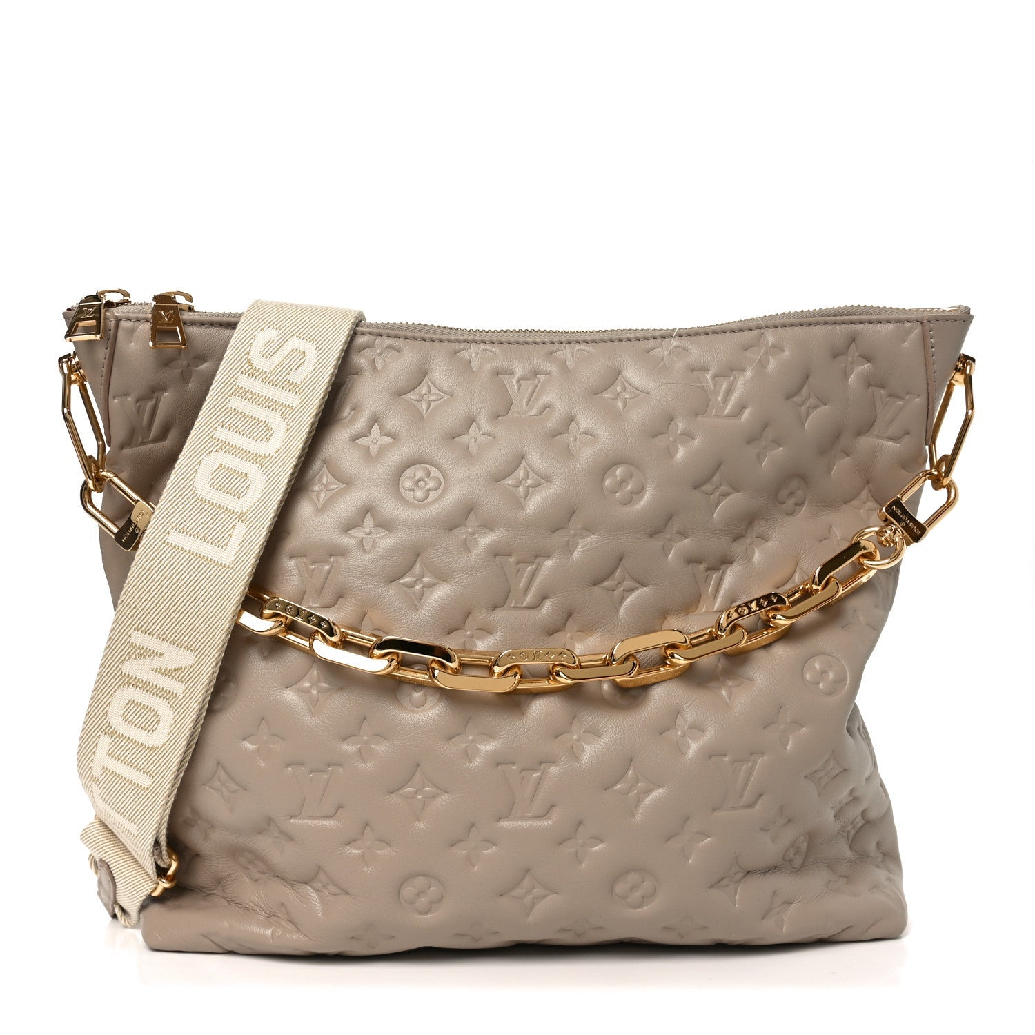 Lambskin Embossed Monogram Coussin Hobo MM Galet