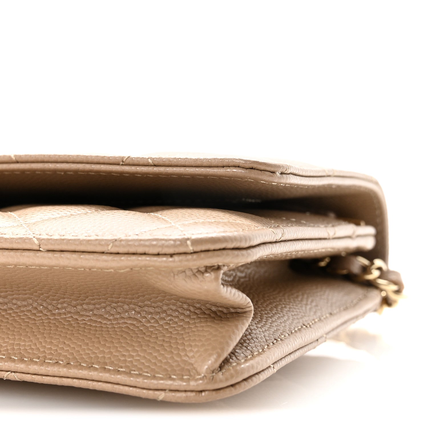 Caviar Quilted Wallet on Chain WOC Beige