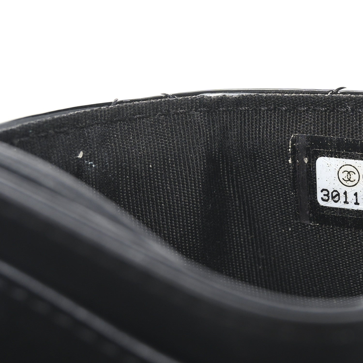 Patent Calfskin Quilted Card Holder Black