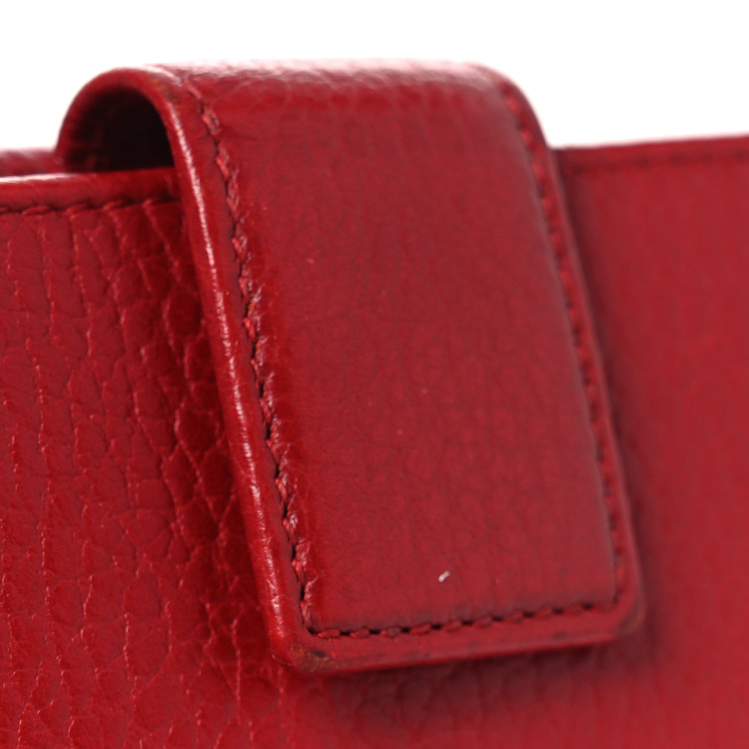 Dollar Calfskin Double G French Flap Wallet Hibiscus Red