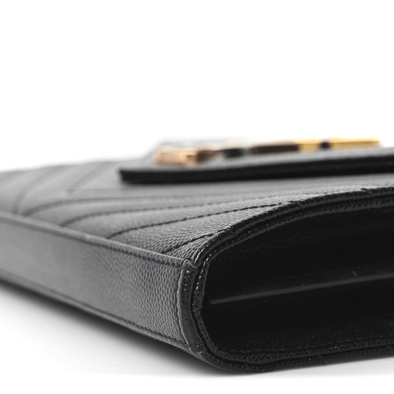 Grain De Poudre Matelasse Chevron Monogram Chain Wallet Black