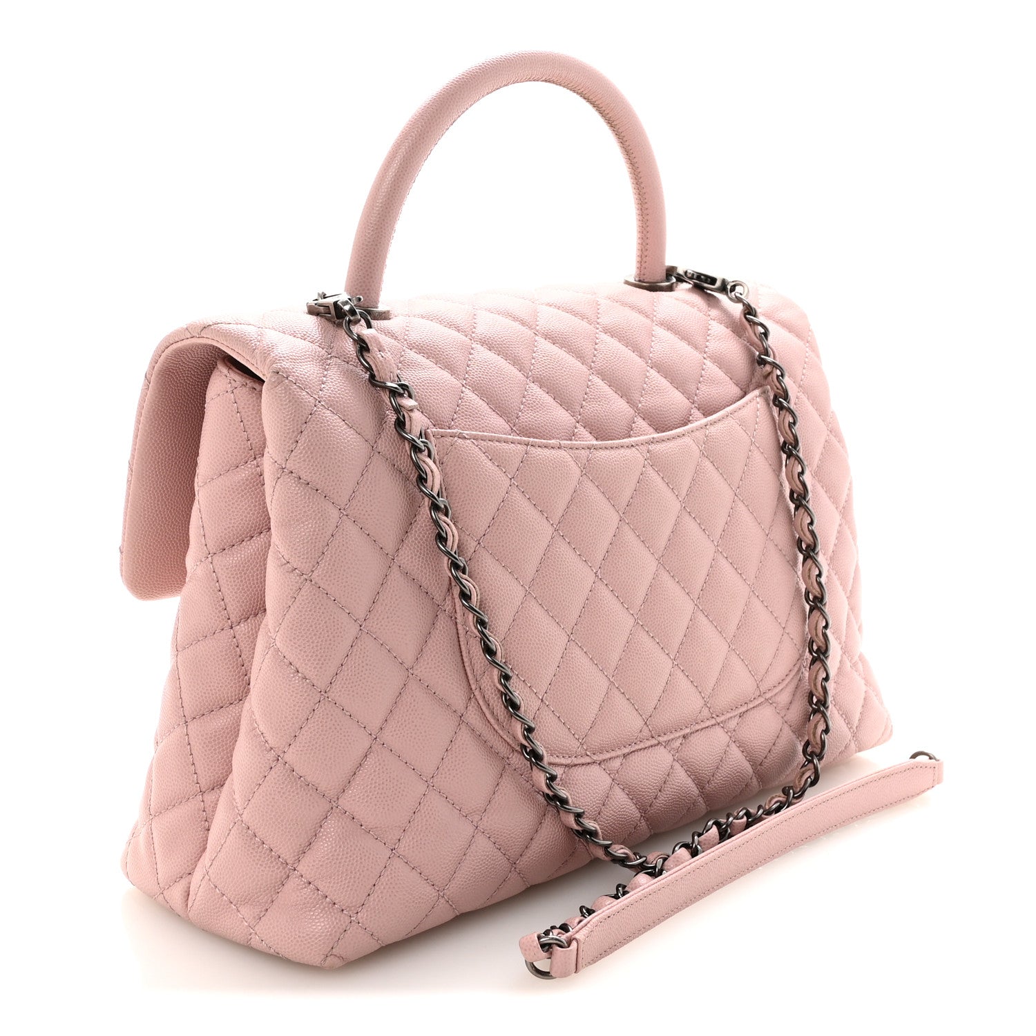Caviar Quilted Medium Coco Handle Flap Light Pink