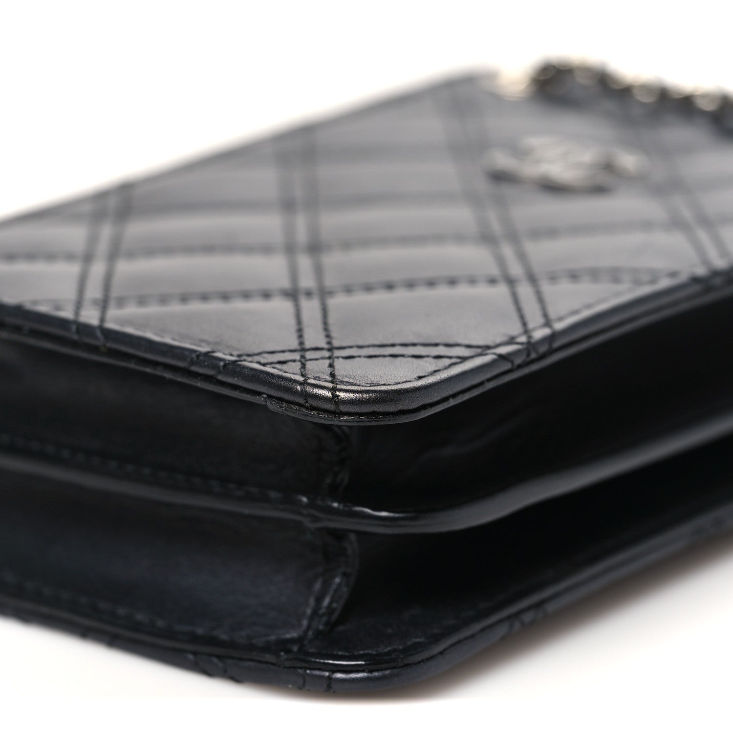 Calfskin Quilted Crossbody CC Phone Holder Black