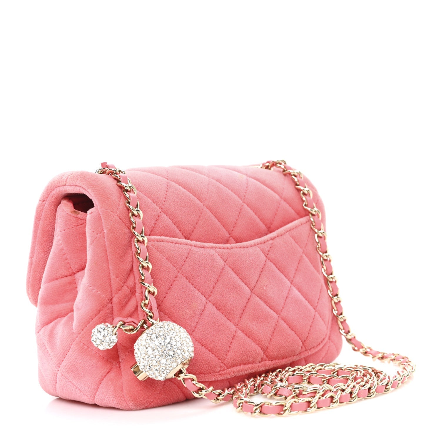 Velvet Quilted Mini Square Pearl Crush Flap Coral