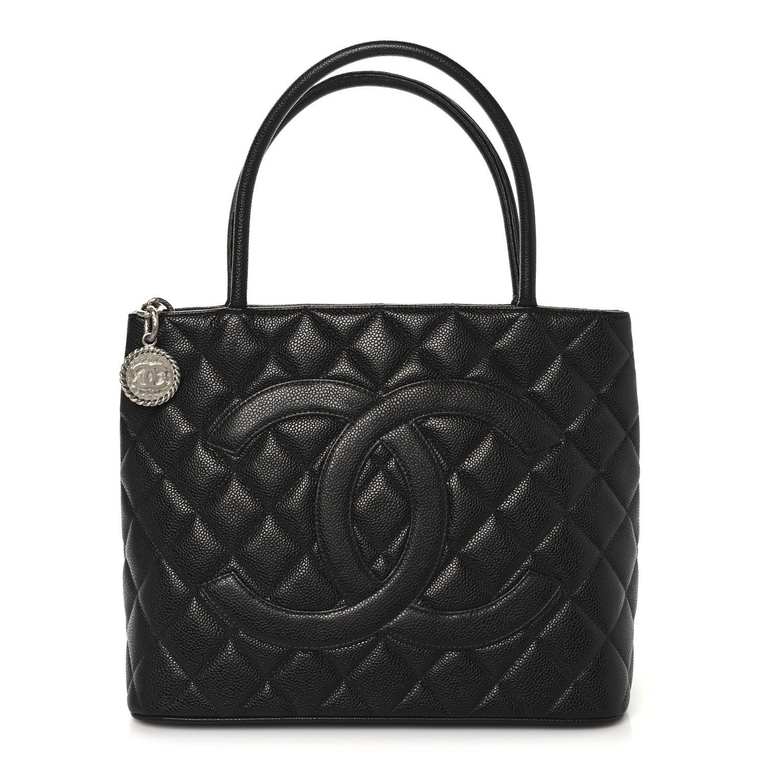 Caviar Quilted Medallion Tote Black