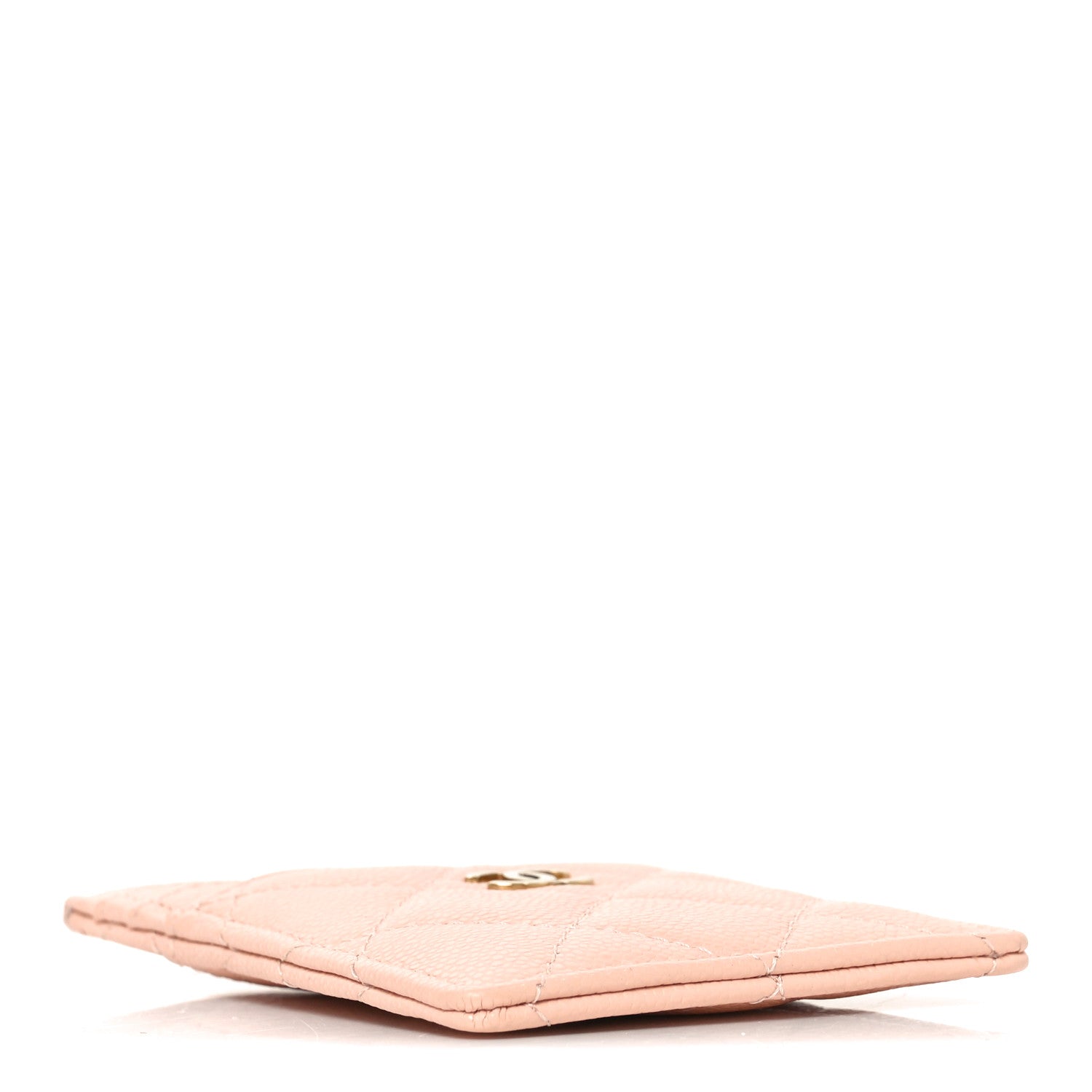 Caviar Quilted Vertical Card Holder  Light Pink