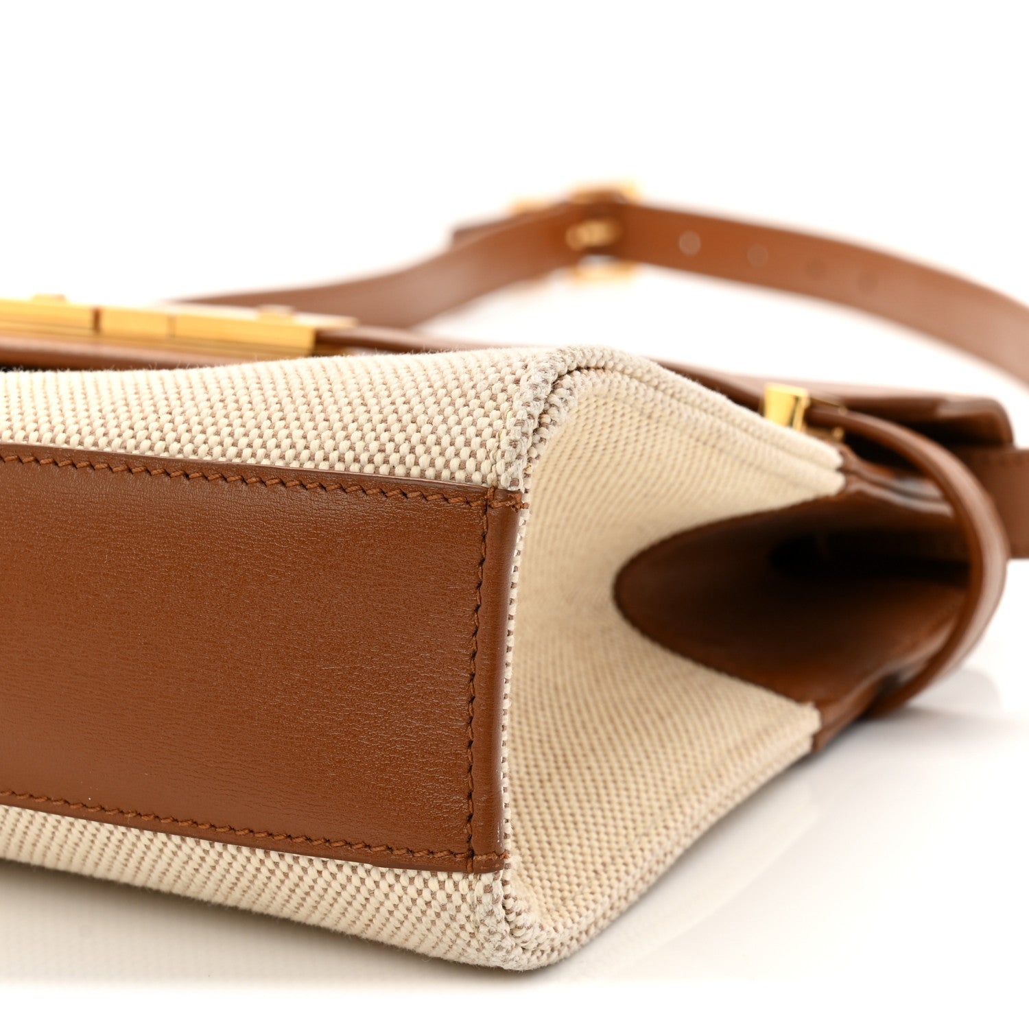 Canvas Calfskin Manhattan Shoulder Bag Natural Brick