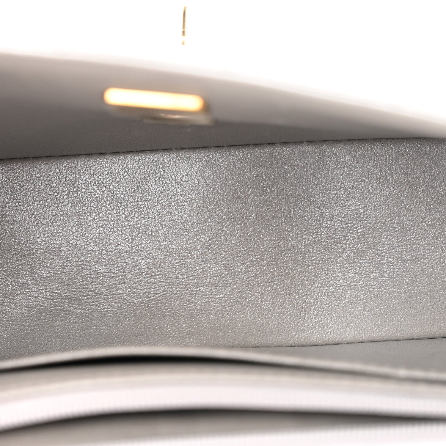 Metallic Calfskin Quilted Mini Rectangular Flap Silvery
