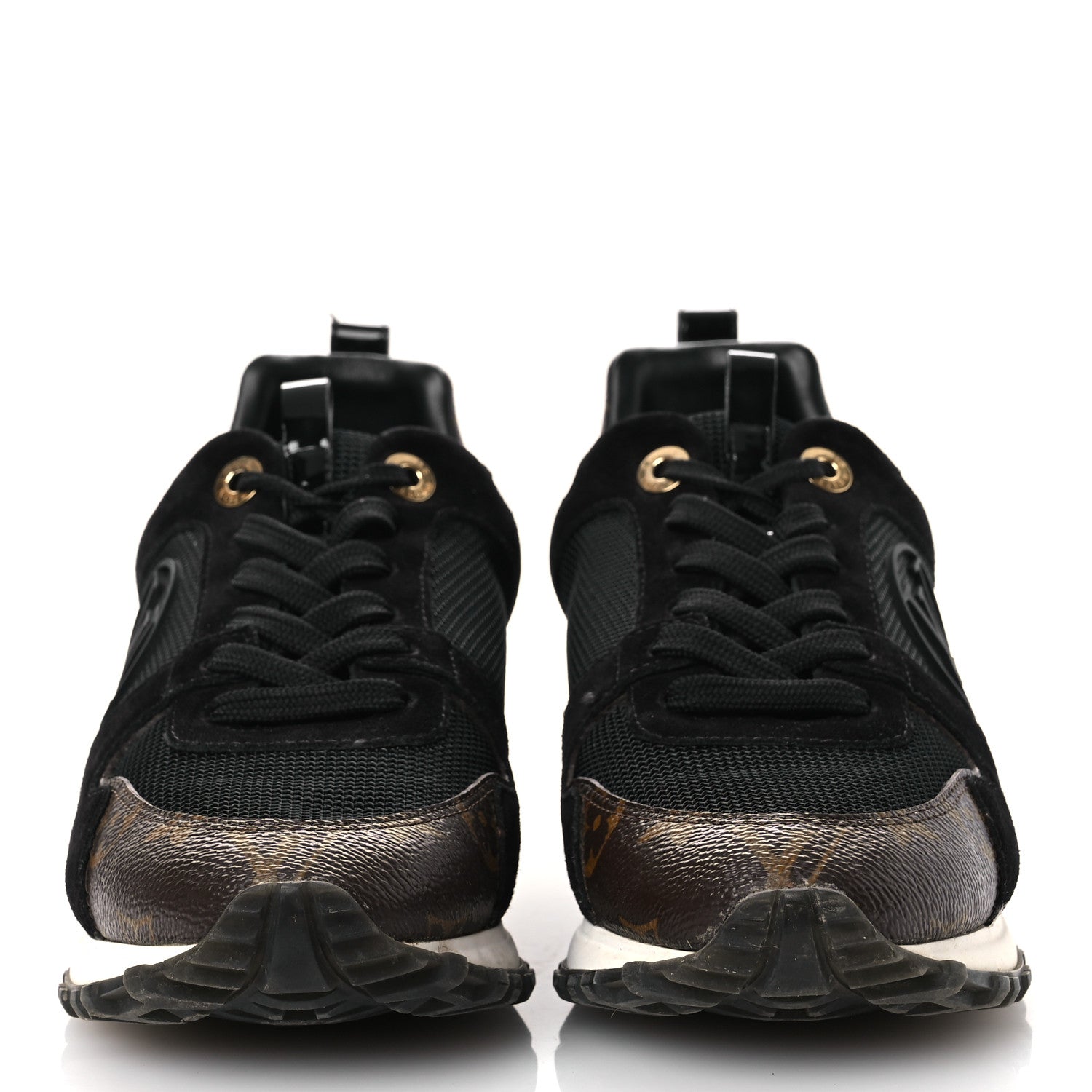Suede Monogram Run Away Sneakers 36.5 Black