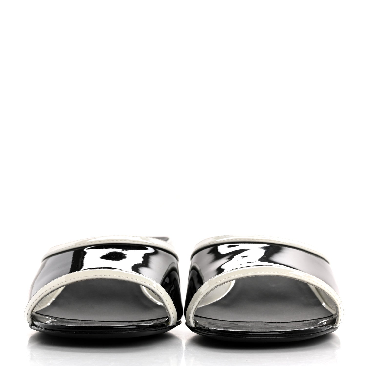 Patent Calfskin Mules  39 Black White Grey