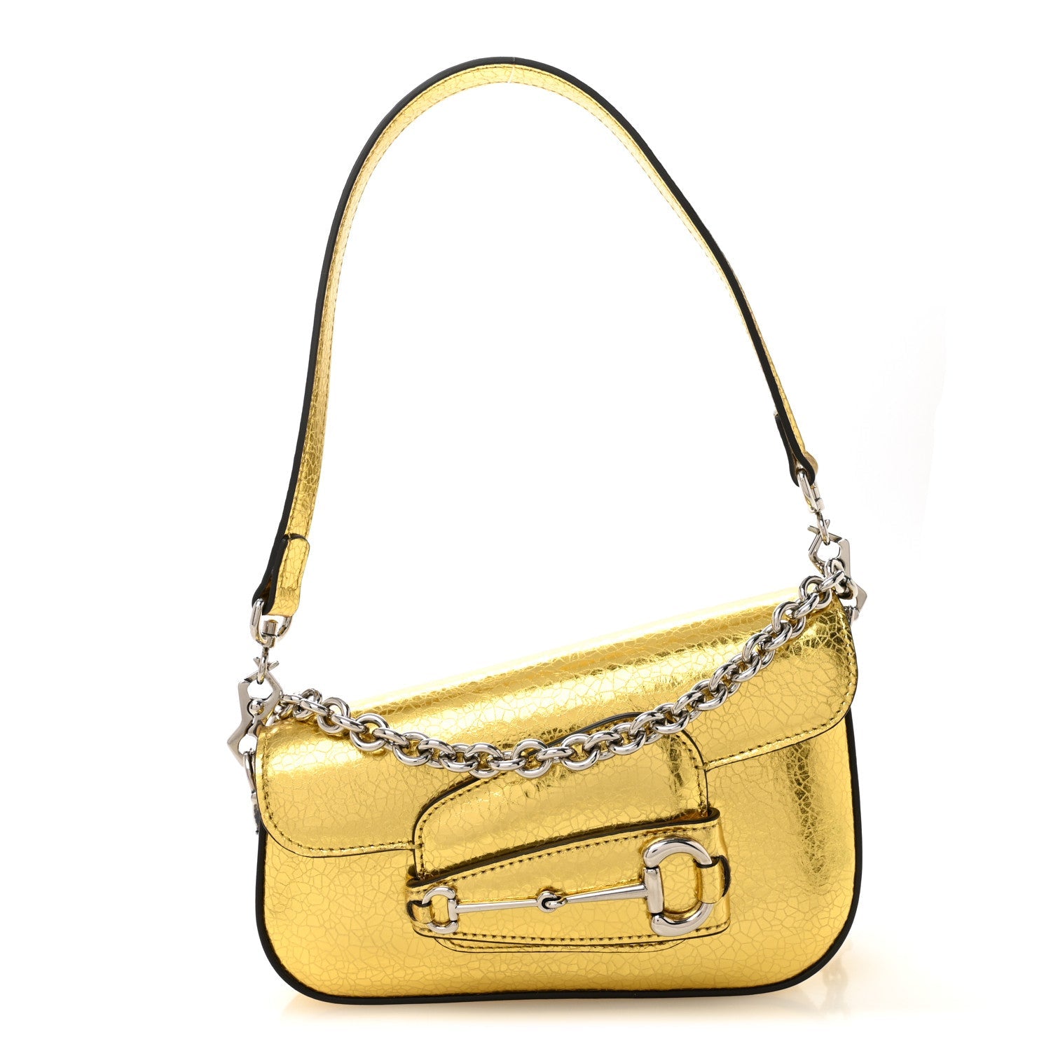 Metallic Calfskin Mini Horsebit 1955 Asymmetric Shoulder Bag Gold