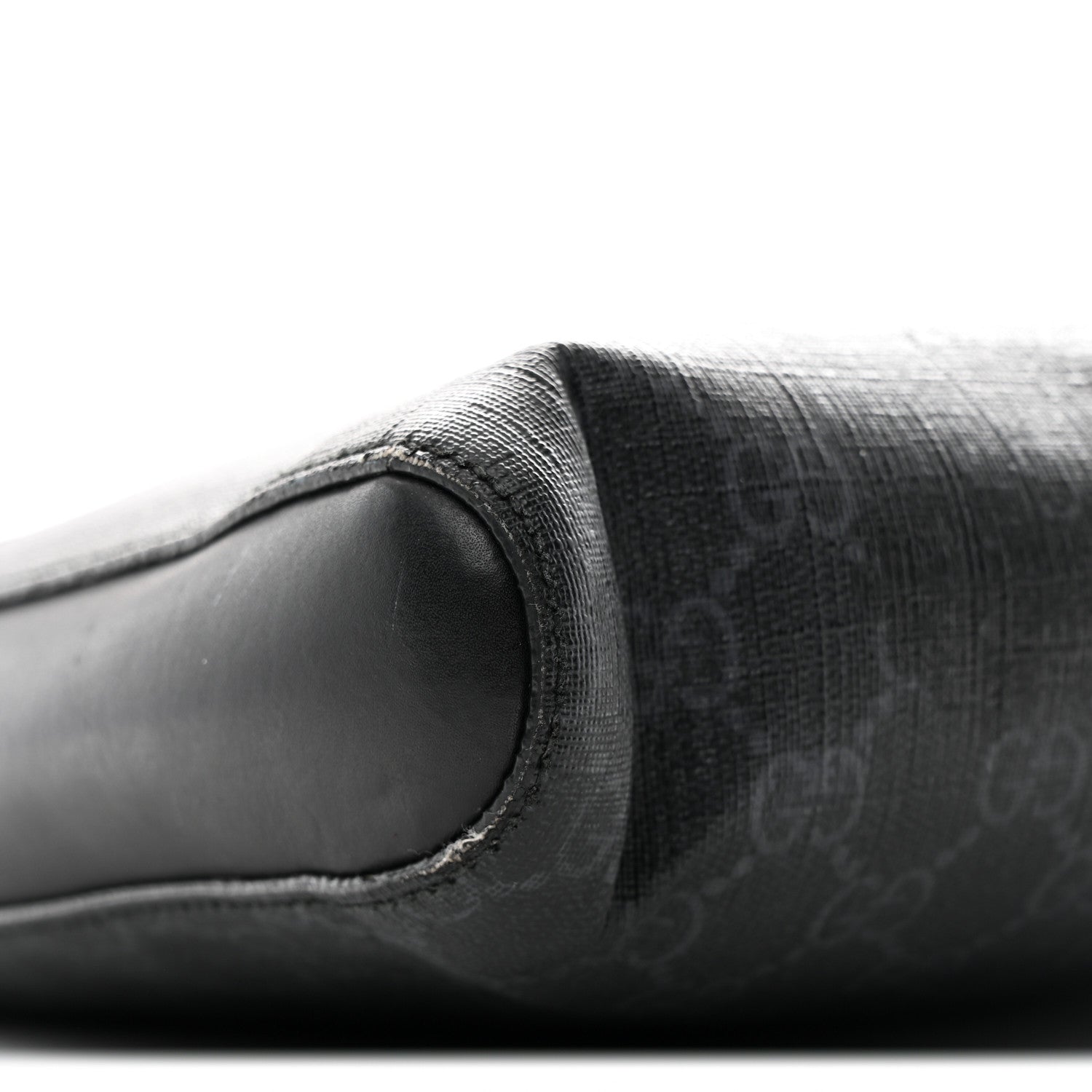 GG Supreme Monogram Appia Calfskin Web Flat Messenger Bag Black Grey