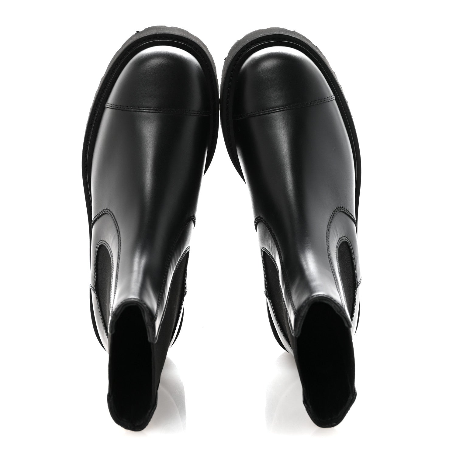 Calfskin Cap Toe CC Short Boots 36 Black