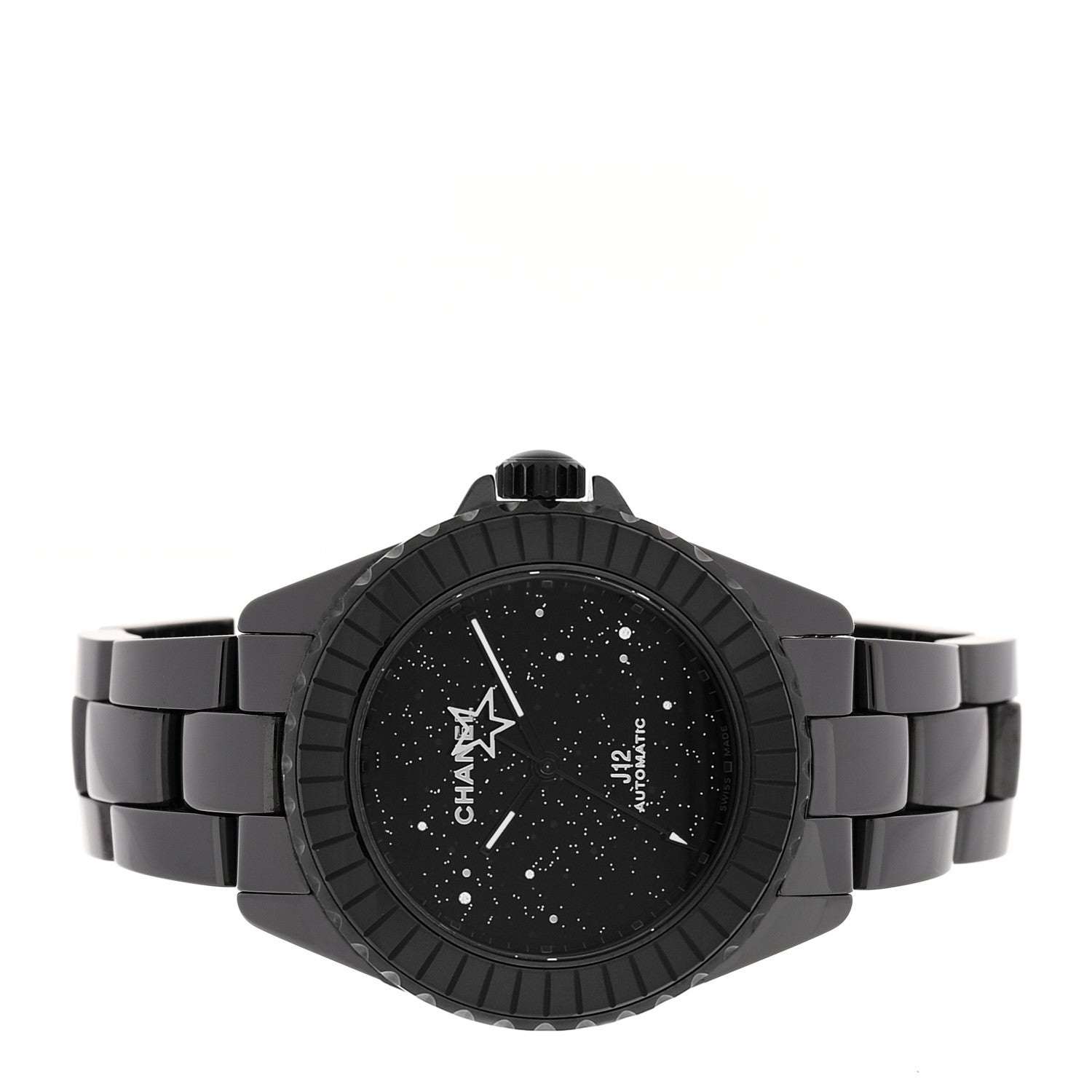 Stainless Steel Ceramic Diamond 38mm J12 Interstellar Automatic Watch Black