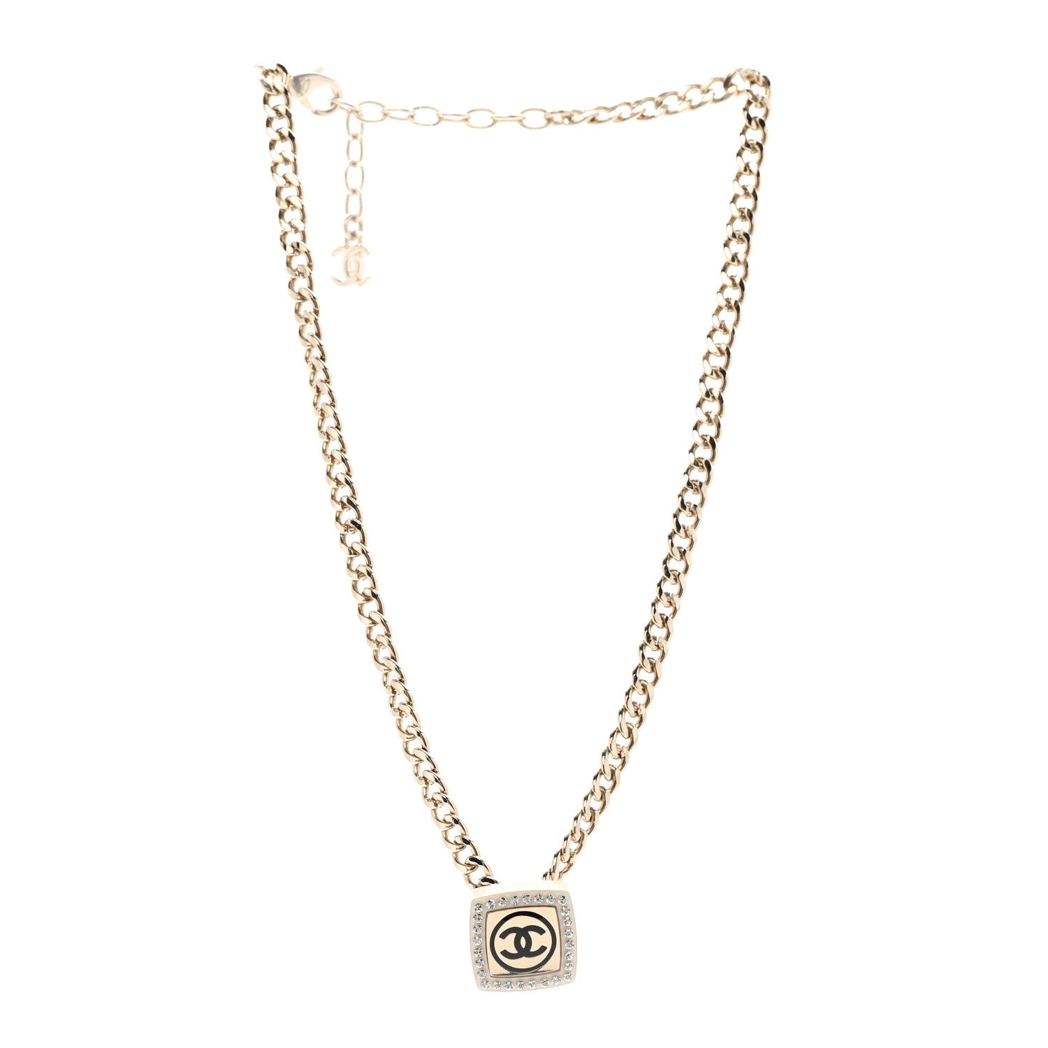 Metal Crystal CC Square Choker Gold