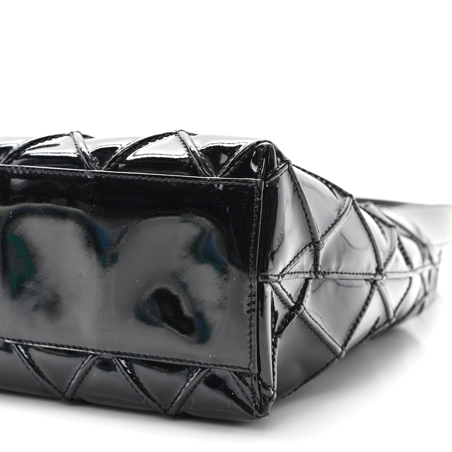 Patent Quilted Shoulder Bag Black