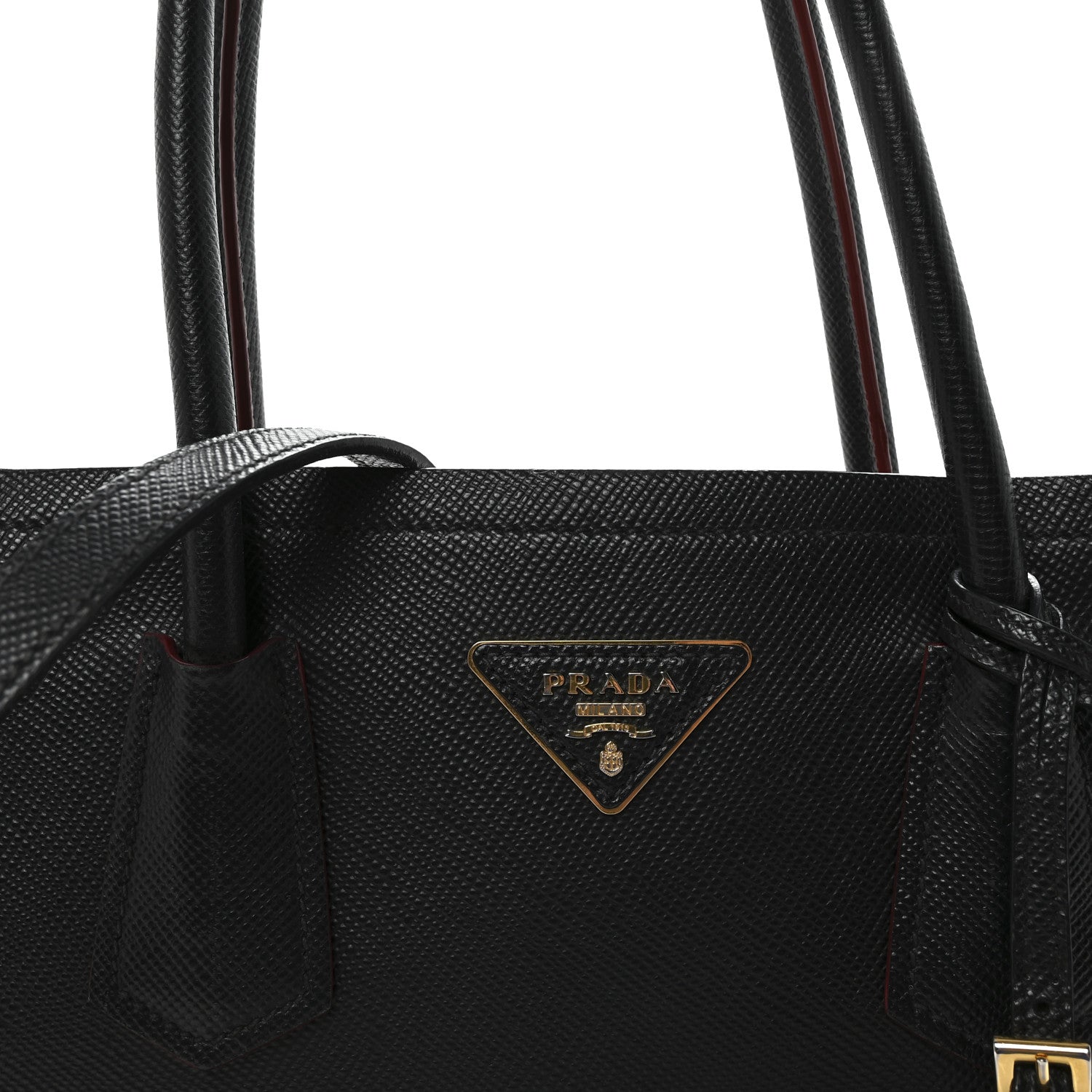 Saffiano Cuir Large Double Bag Black Fuoco