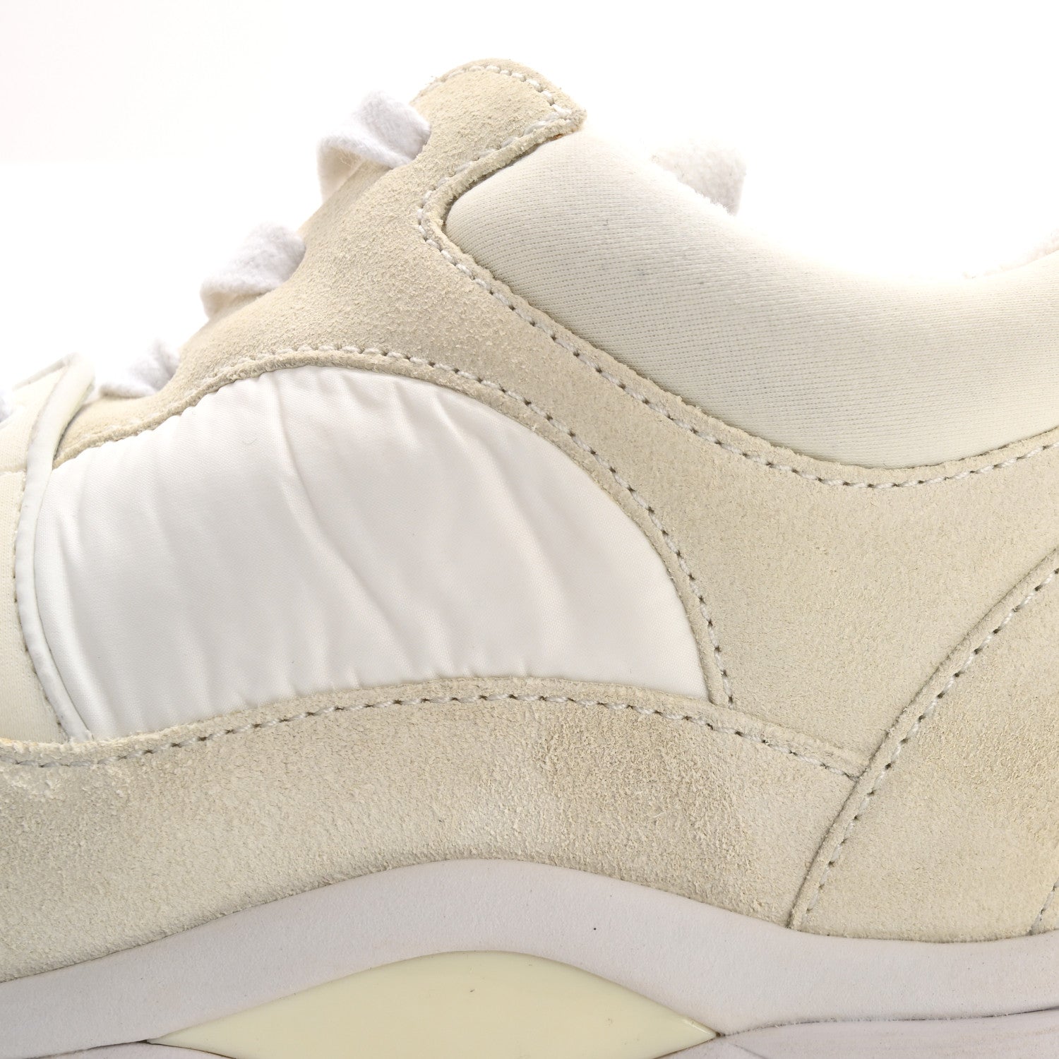 Suede Calfskin Fabric CC Sneakers 38 White