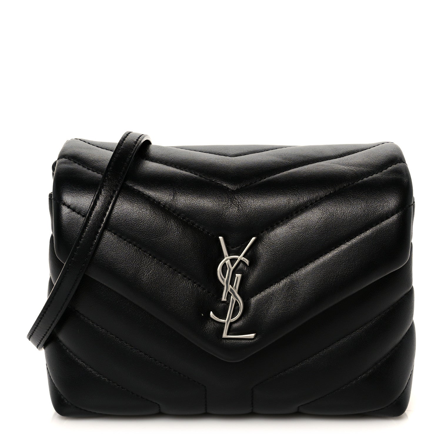 Calfskin Y Quilted Monogram Toy Loulou Crossbody Bag Black