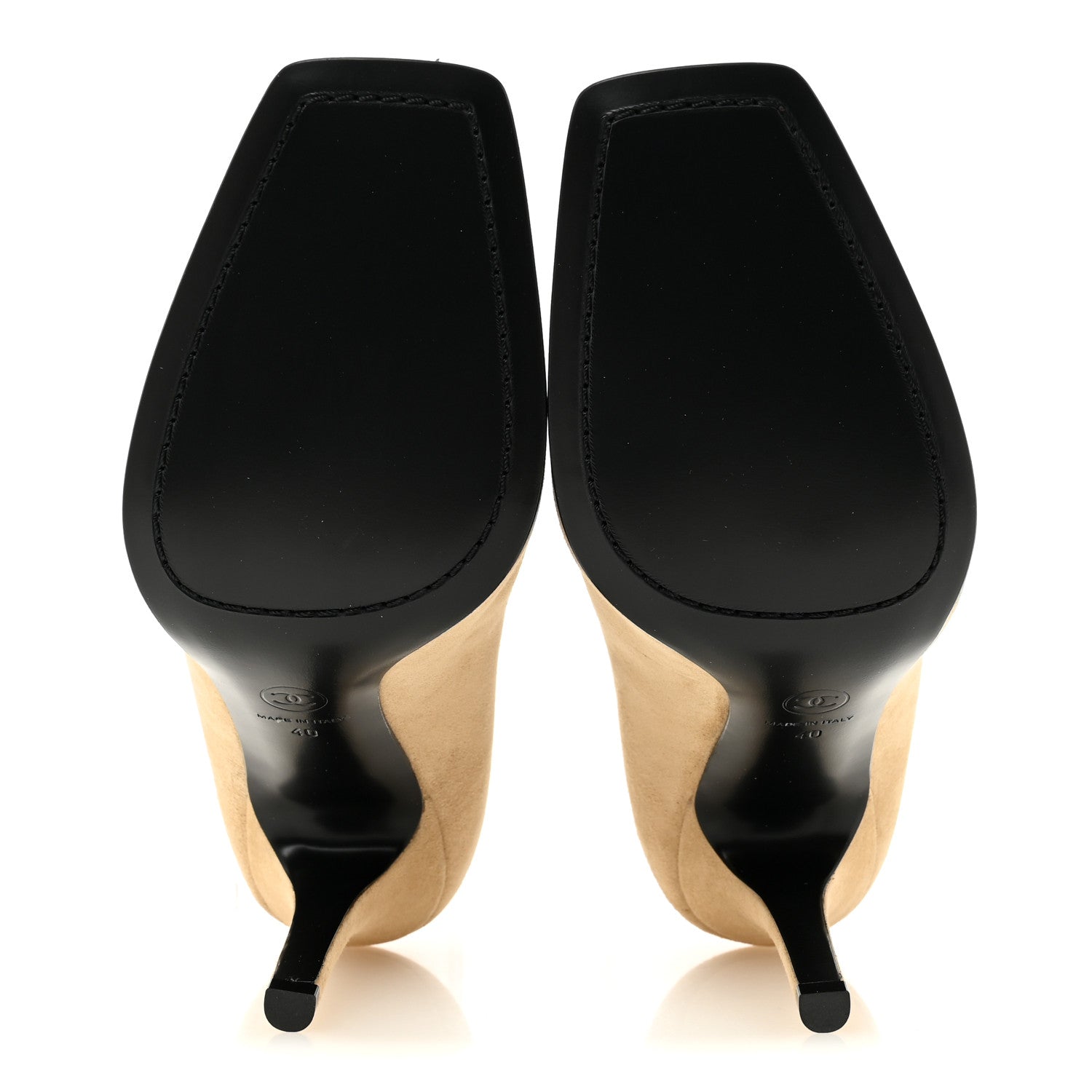 Suede Patent Calfskin Pumps 40 Beige Black