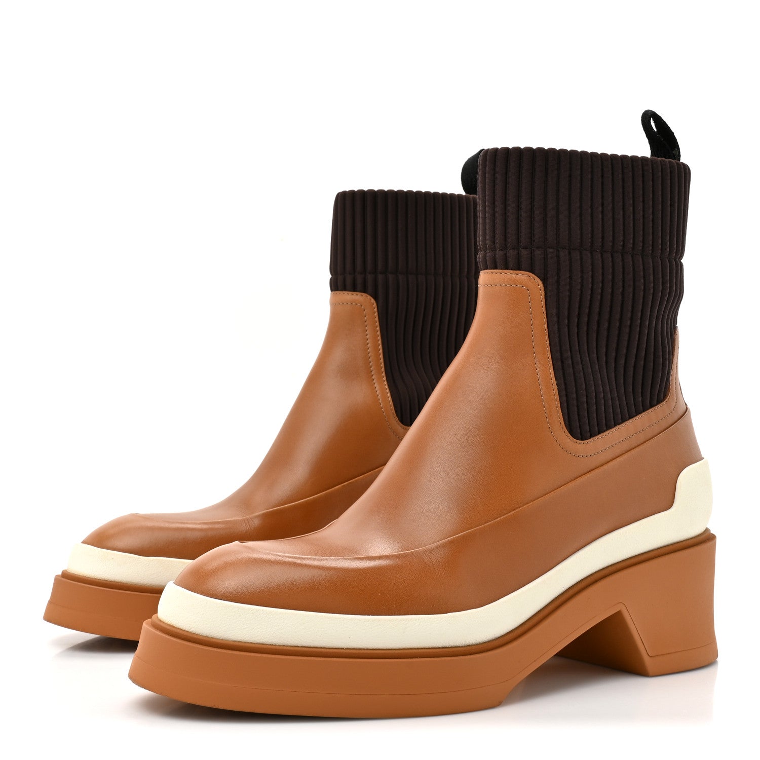 Veau Toile Technique Vadrouille Chelsea Boots 36 36 Terre De Sienne