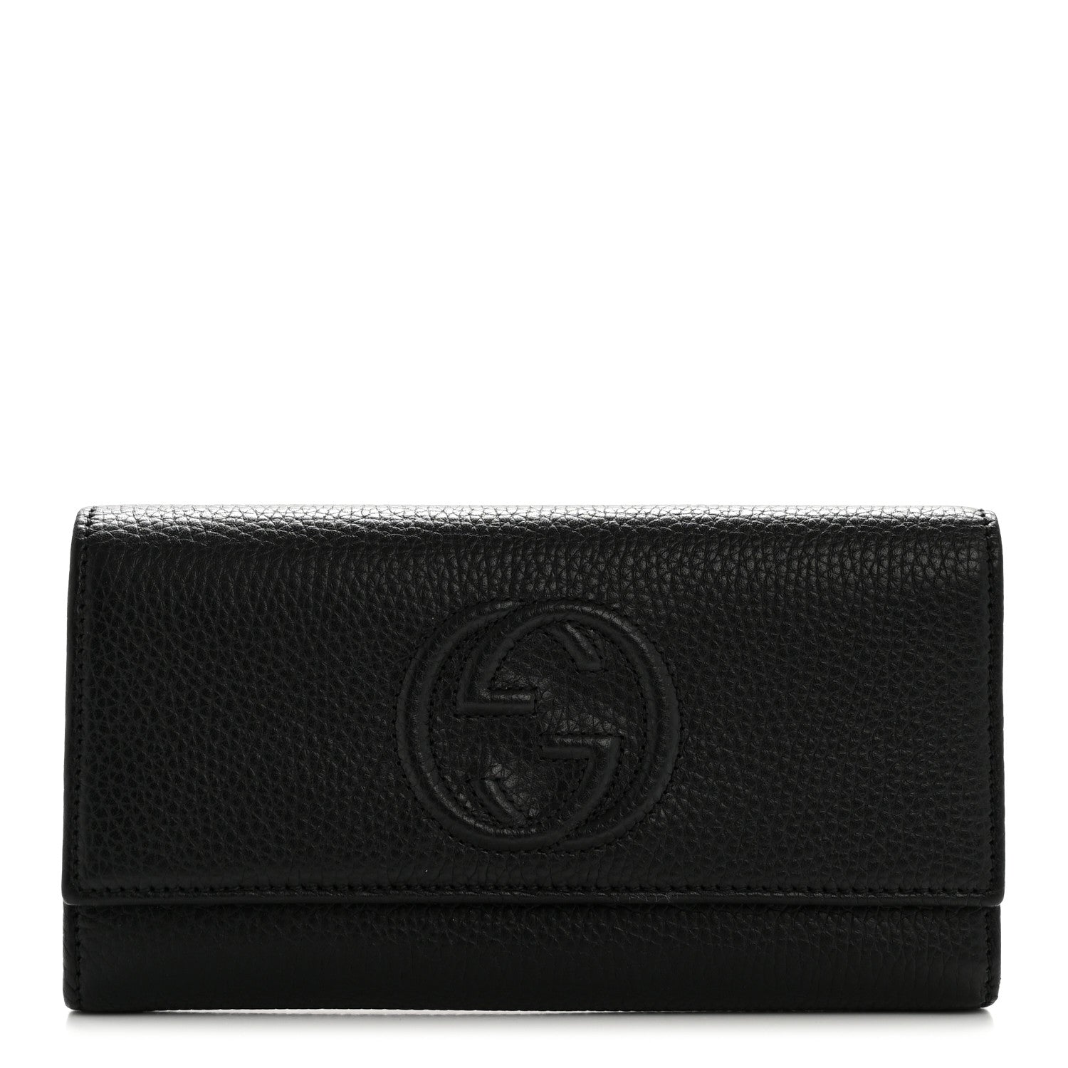 Pebbled Calfskin Large Soho Continental Wallet Black