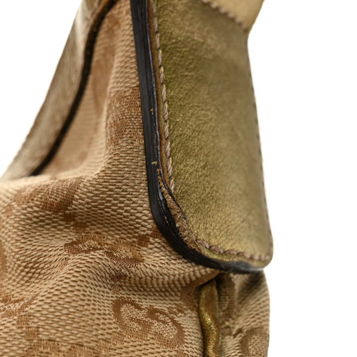 Monogram Web Medium Half Moon Hobo Gold Pink