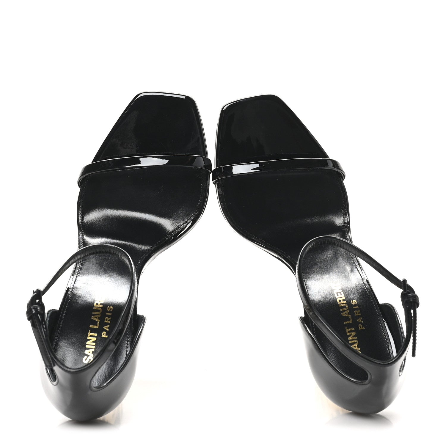 Patent Calfskin Opyum 110 Sandals 36.5 Black Gold