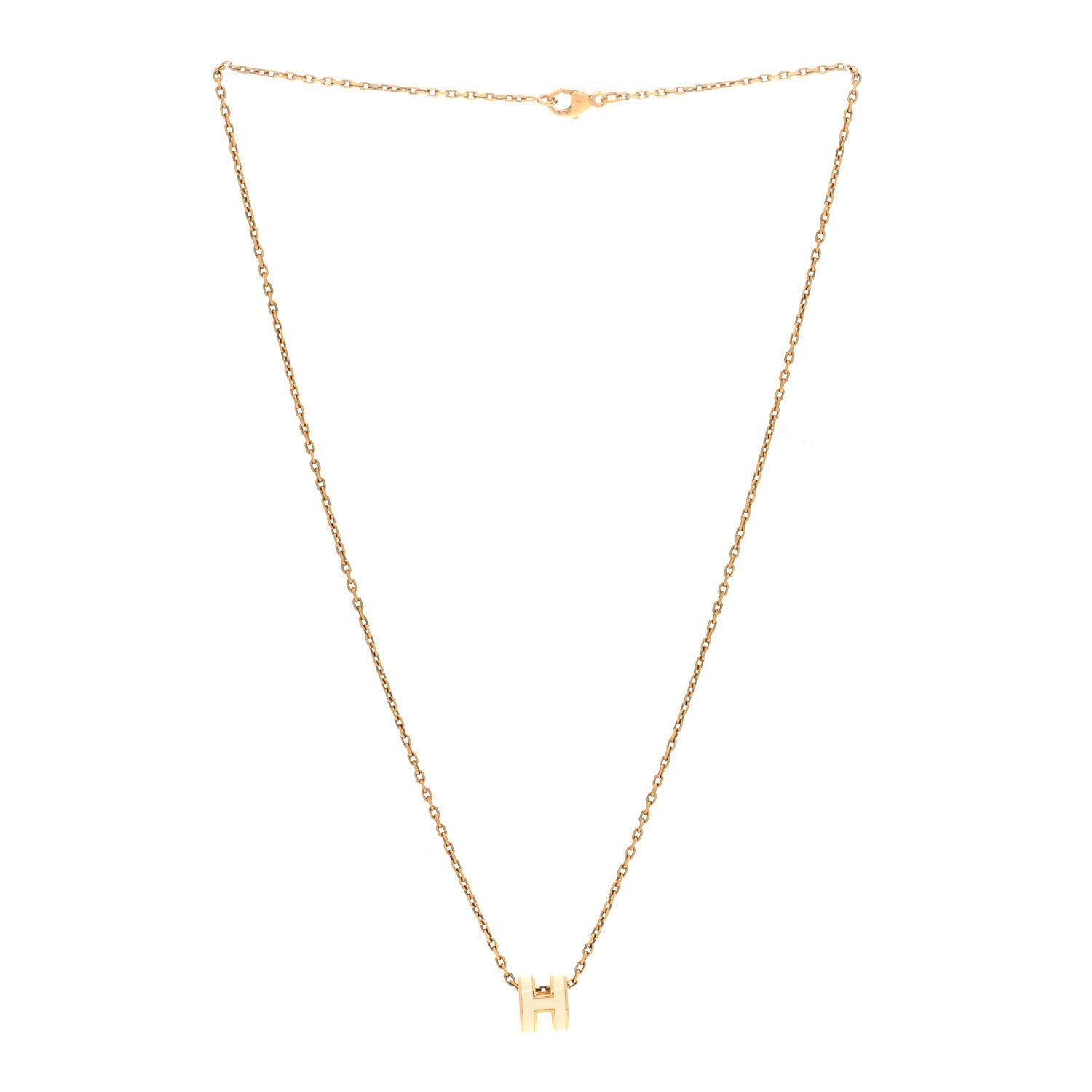 Lacquered Gold Mini Pop H Pendant Necklace White