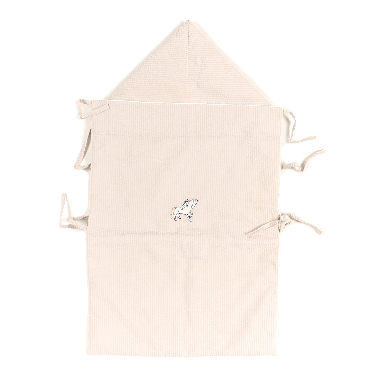 Cotton Poplin Embroidered Cabriole Baby Bunting Blanket Blanc Creme