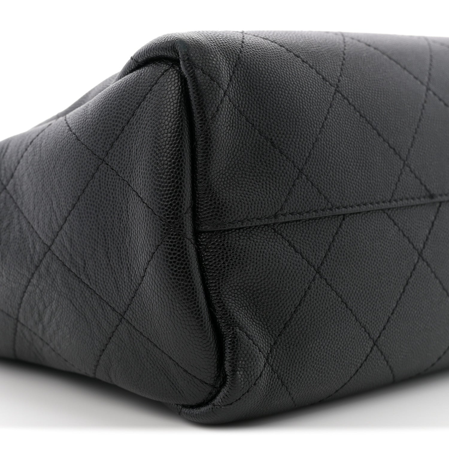 Caviar Stitched Medium Lady Coco Shopping Tote Black