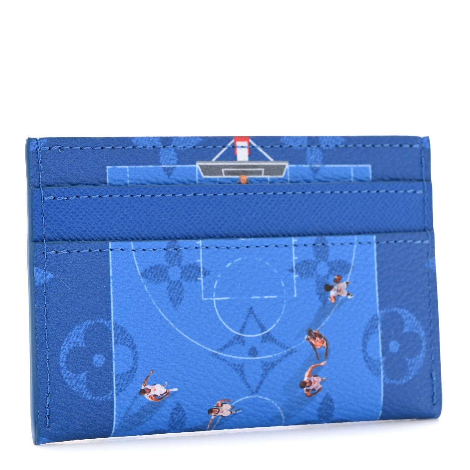 Monogram Double Card Holder Basketball Blue
