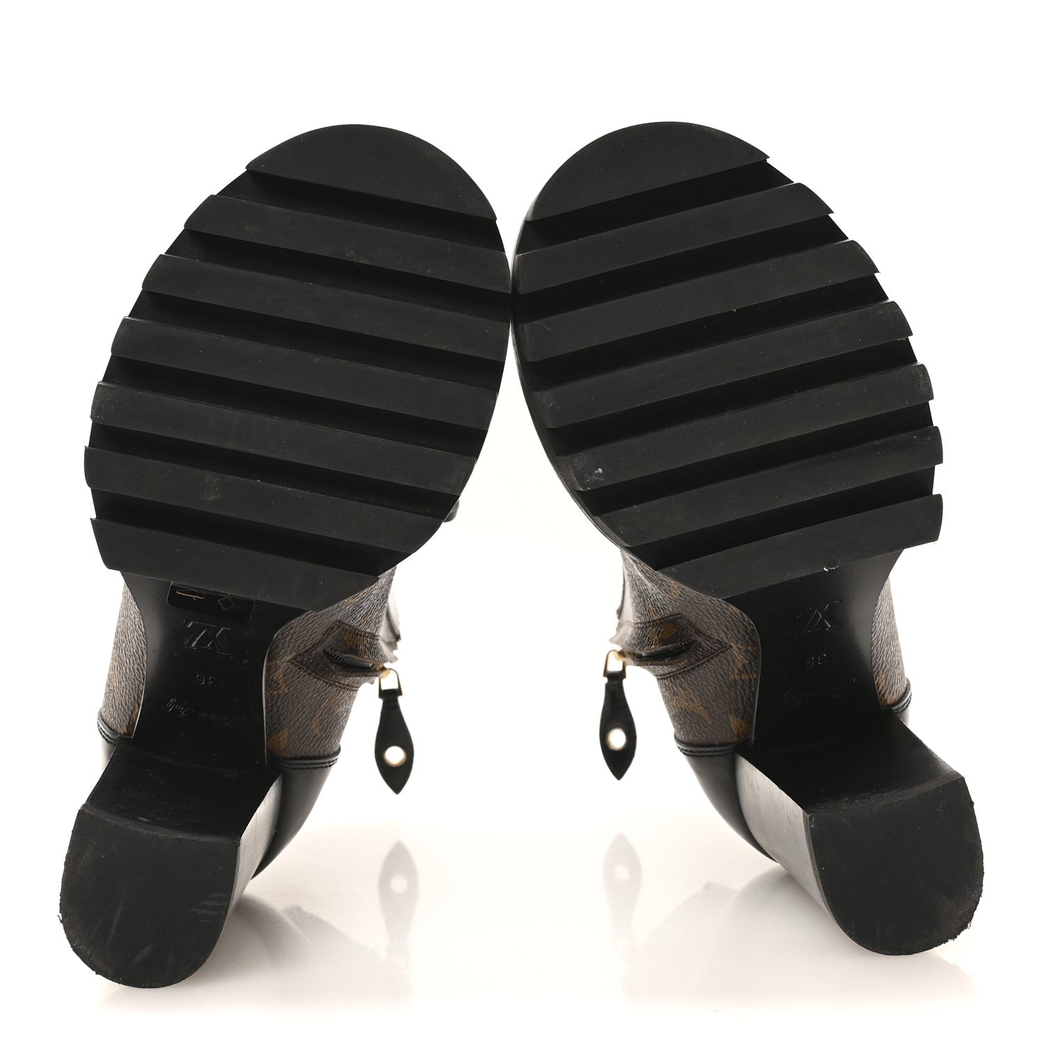 Patent Calfskin Monogram Star Trail Ankle Boots 36 Black