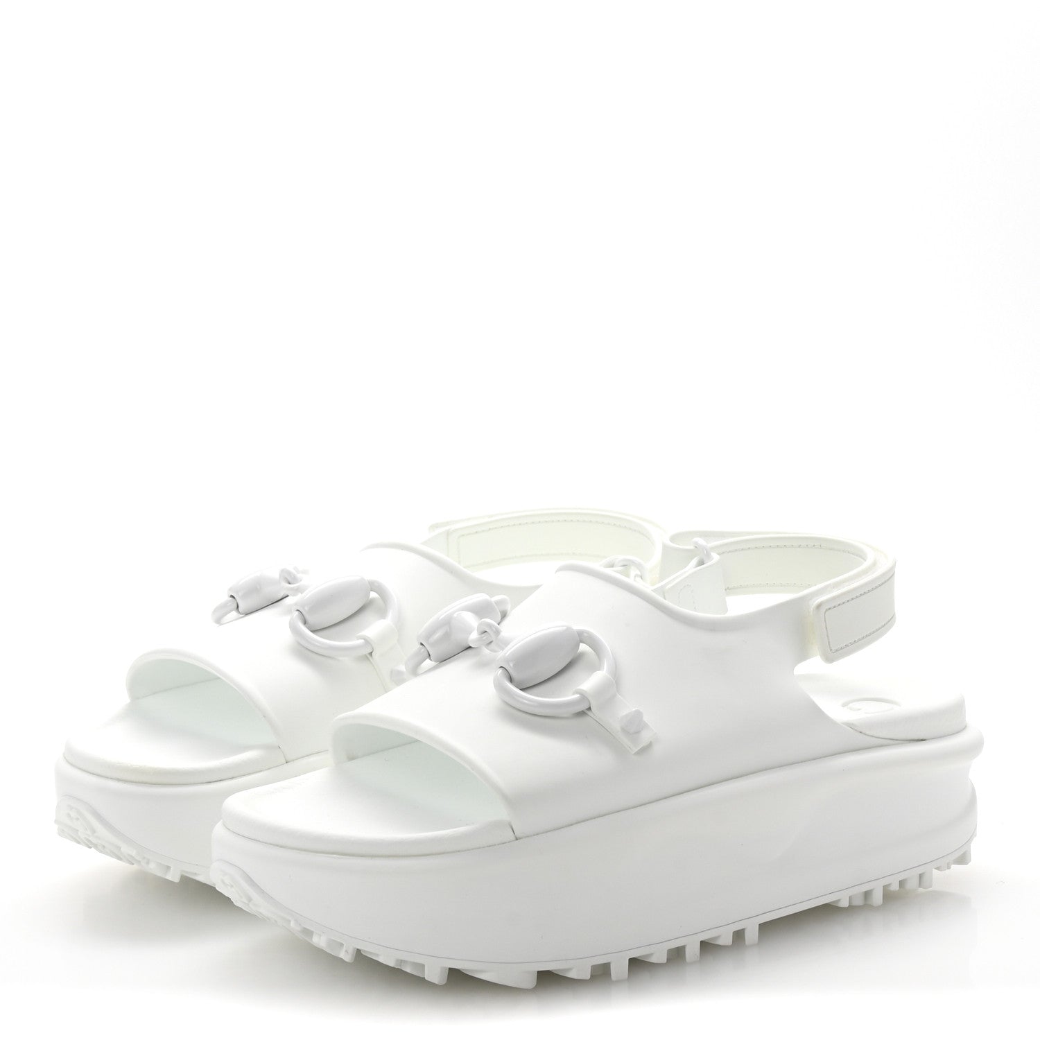 Soft Rubber Horsebit Touch Womens Strapped Sandals 37 Great White