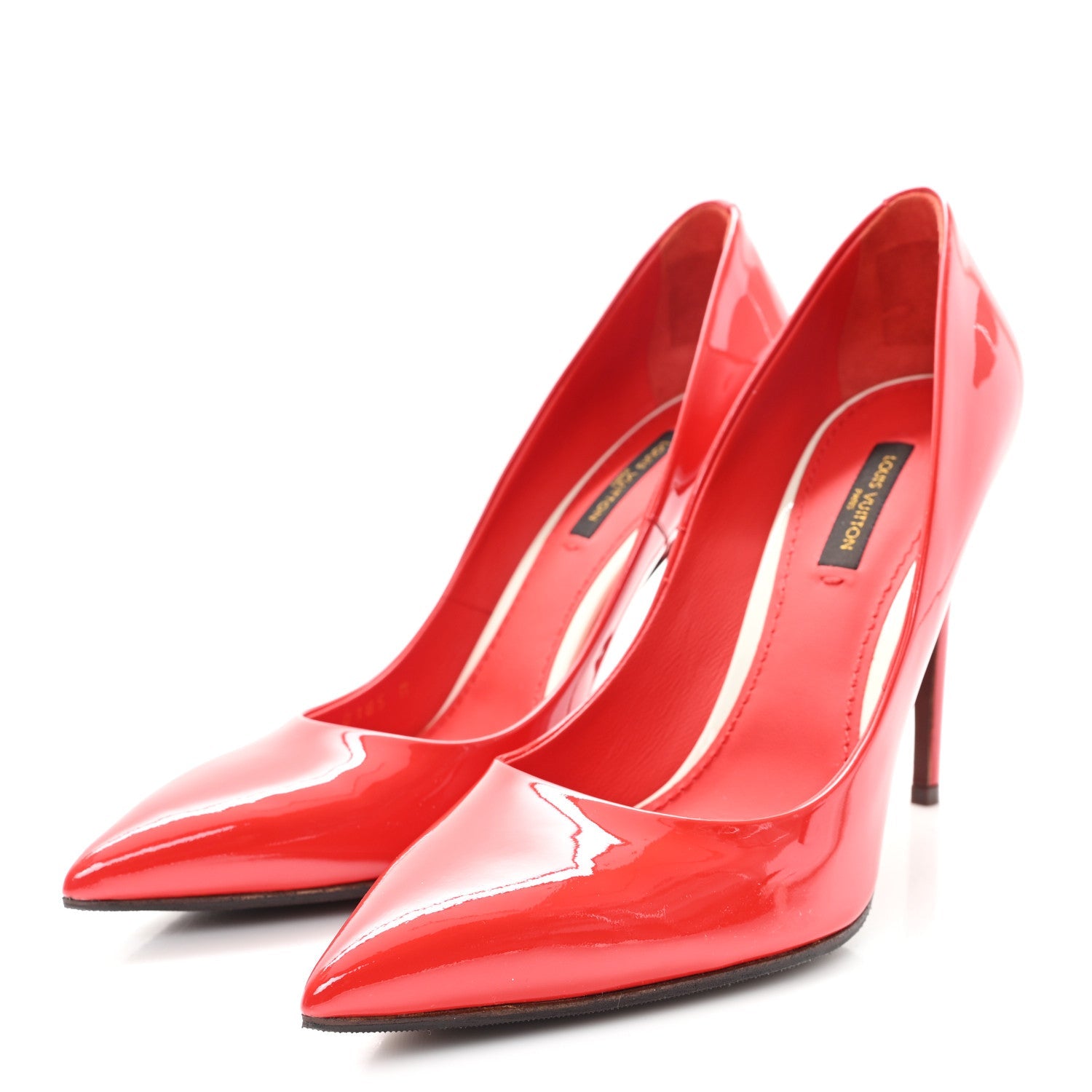 Patent Calfskin Eyeline Pumps 38 Rouge